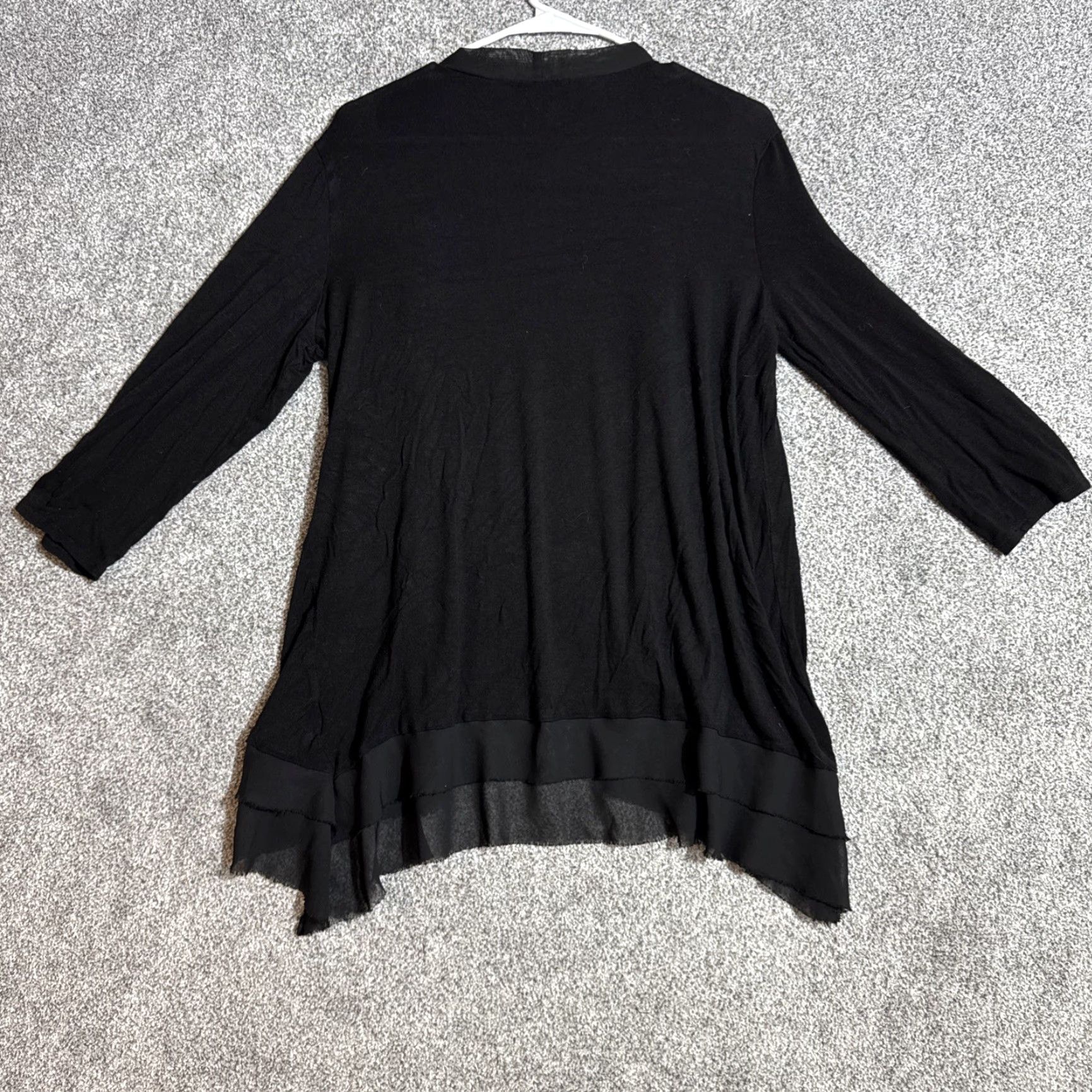 Vintage AB Studio Lagenlook Cardigan Sweater Women XL Black Open Front Bohemian Chic Cardigan Sweater, Long Sleeve, Casual, Travel, Regular, Womens Size XL / US 12-14 / IT 48-50 - 7 Thumbnail