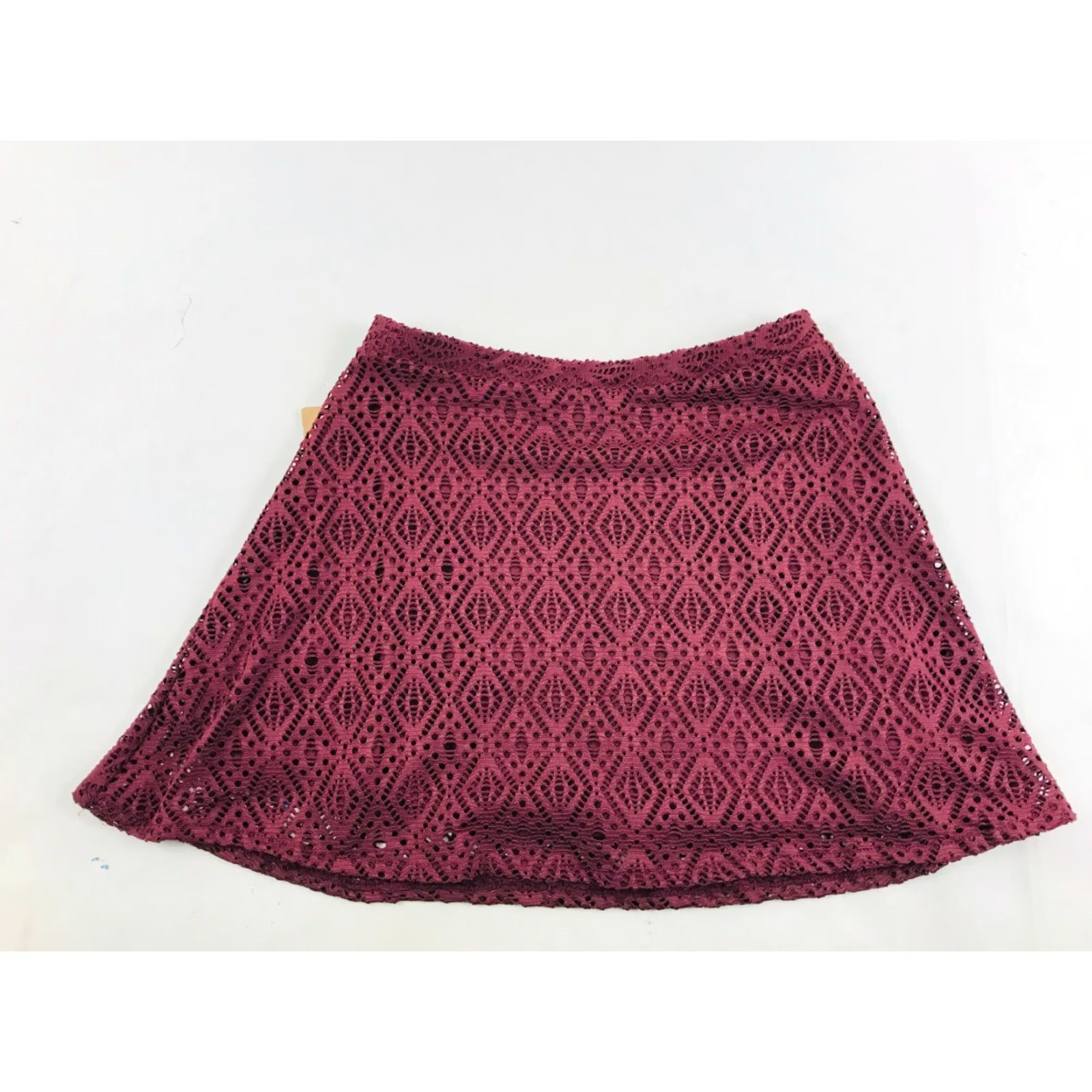 Vintage Cape Juby Mini Skirt Women's Size S Maroon A-Line Pull On Elastic Waist NWT Size 28" / US 6 / IT 42 - 2 Thumbnail