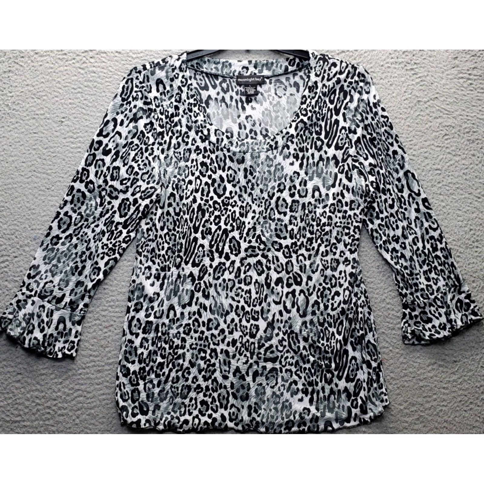 Bell Moonlight Bay Blouse Womens Large Multi Leopard Print Bell Sleeve Round Neck Shirt Size L / US 10 / IT 46 - 2 Thumbnail