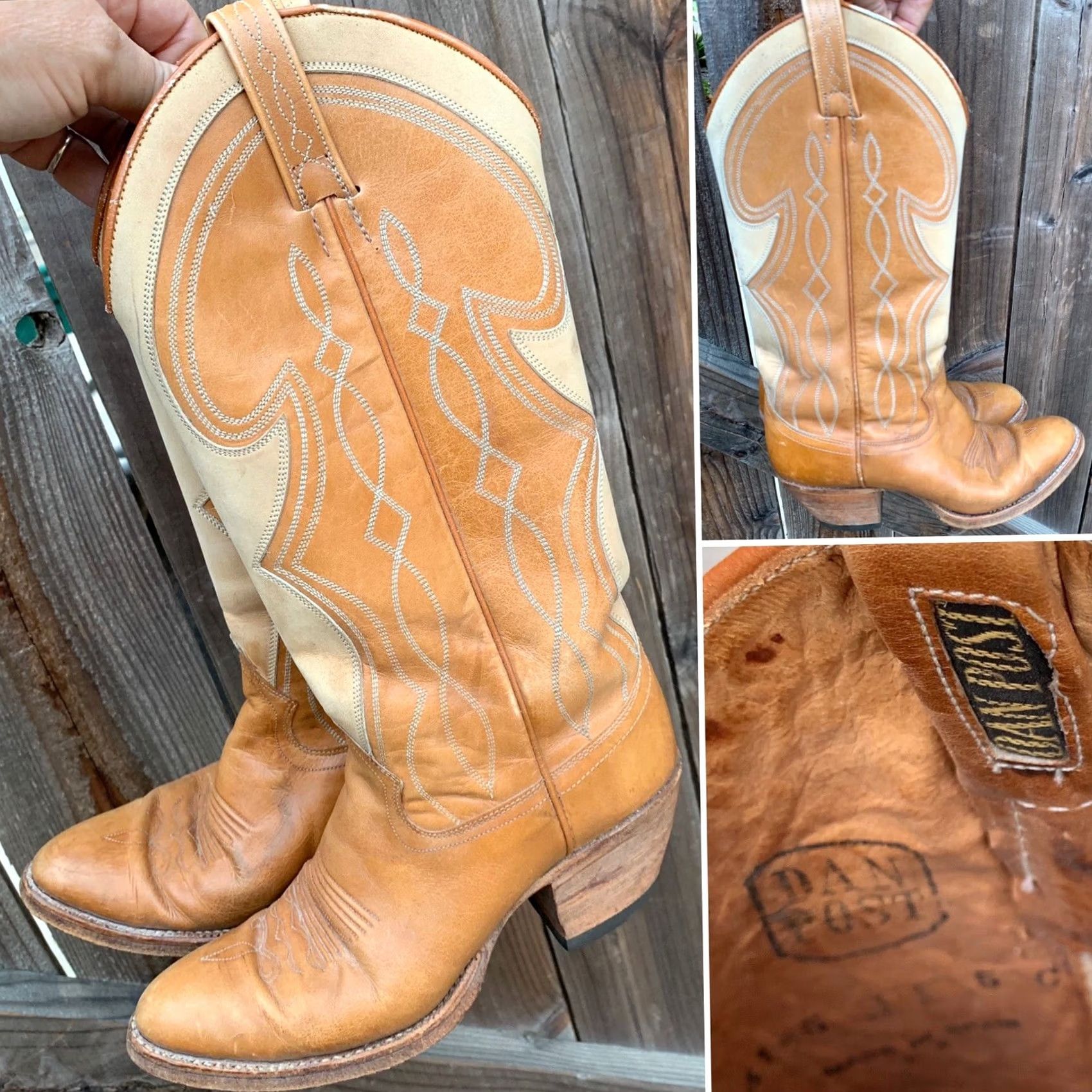 Dan Post VINTAGE Dan Post Boots 5 C Ladies Womens Western Cowboy Cowgirl Spain Leather Rockabilly 1980s Mens Womens Boys Girls Size US 5 / IT 35 - 5 Thumbnail