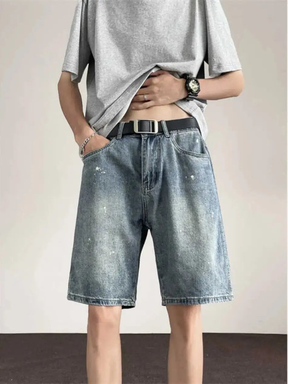 Japanese Brand Retro loose splashed ink denim shorts Size US 32 / EU 48 - 1 Thumbnail