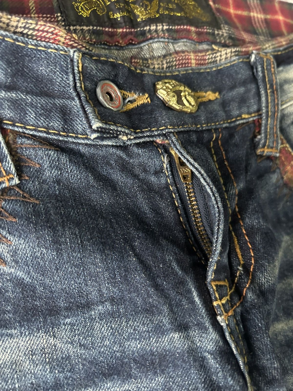 Ed Hardy Red Pepper Flared Punk Skull Jeans Size 29" - 12 Thumbnail