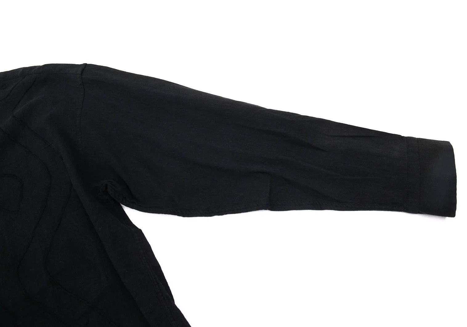 Issey Miyake Cotton Embroidered Mao Collar Shirt in Black, Size M Size US M / EU 48-50 / 2 - 8 Thumbnail