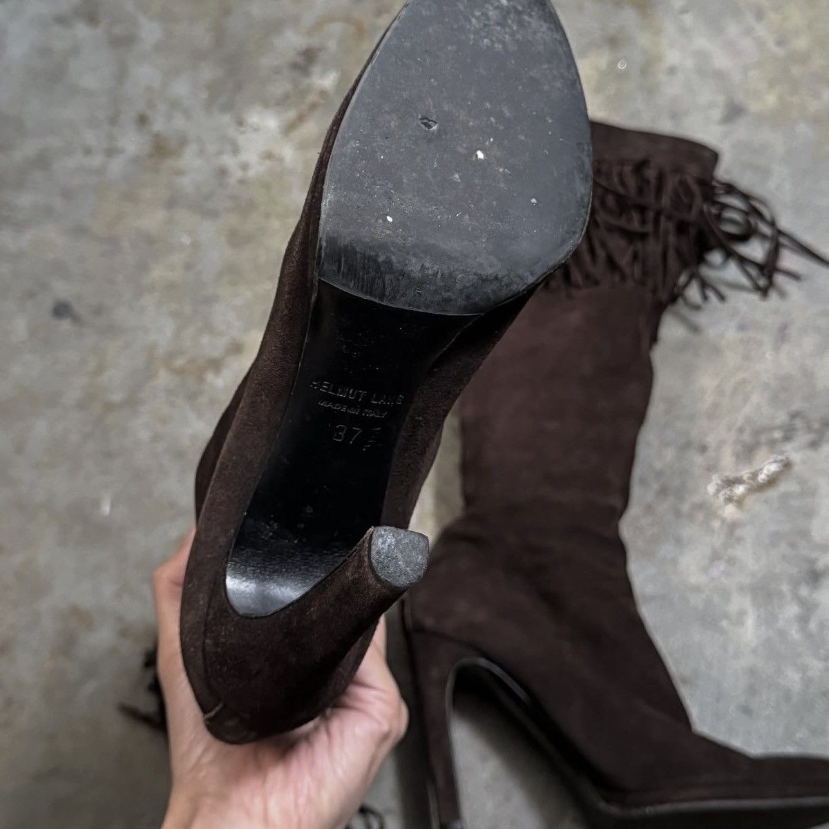 Helmut Lang HELMUT LANG KNEE HIGH SUEDE BOOT - BROWN - 37 Size US 7 / IT 37 - 3 Thumbnail