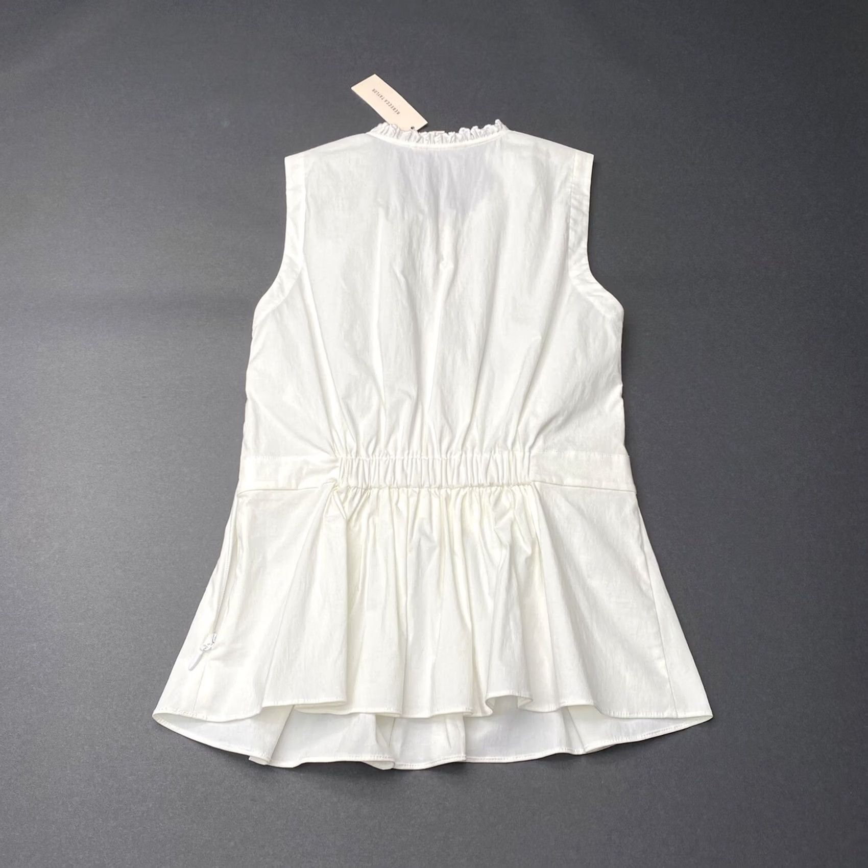 Rebecca Taylor Rebecca Taylor Shirt Sleeveless White 2 Casual Women Knit Cotton Button Crew Neck 2 White SL Poplin Wrap Top Milk 106 Size XS / US 0-2 / IT 36-38 - 4 Thumbnail