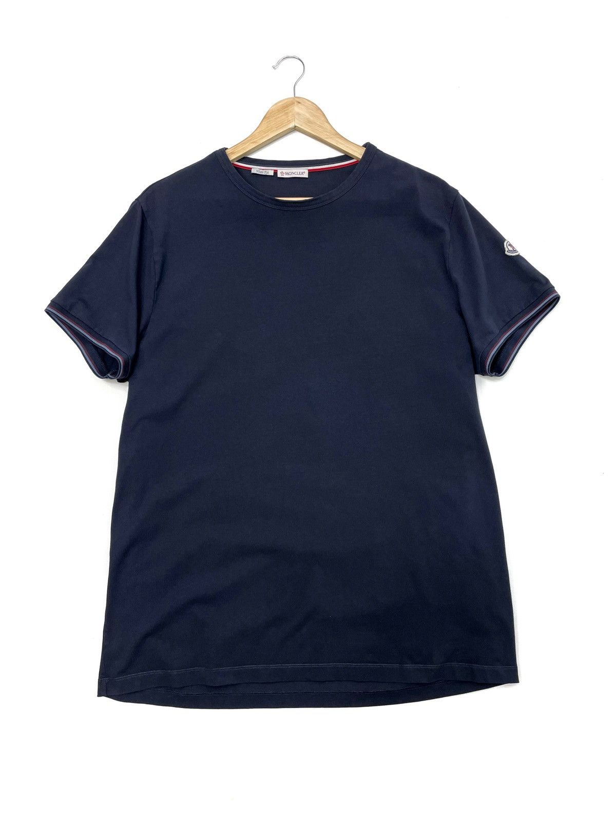 Moncler Moncler Slim Fit Tricolour Sleeve T-Shirt – Navy Size US XL / EU 56 / 4 - 1 Thumbnail