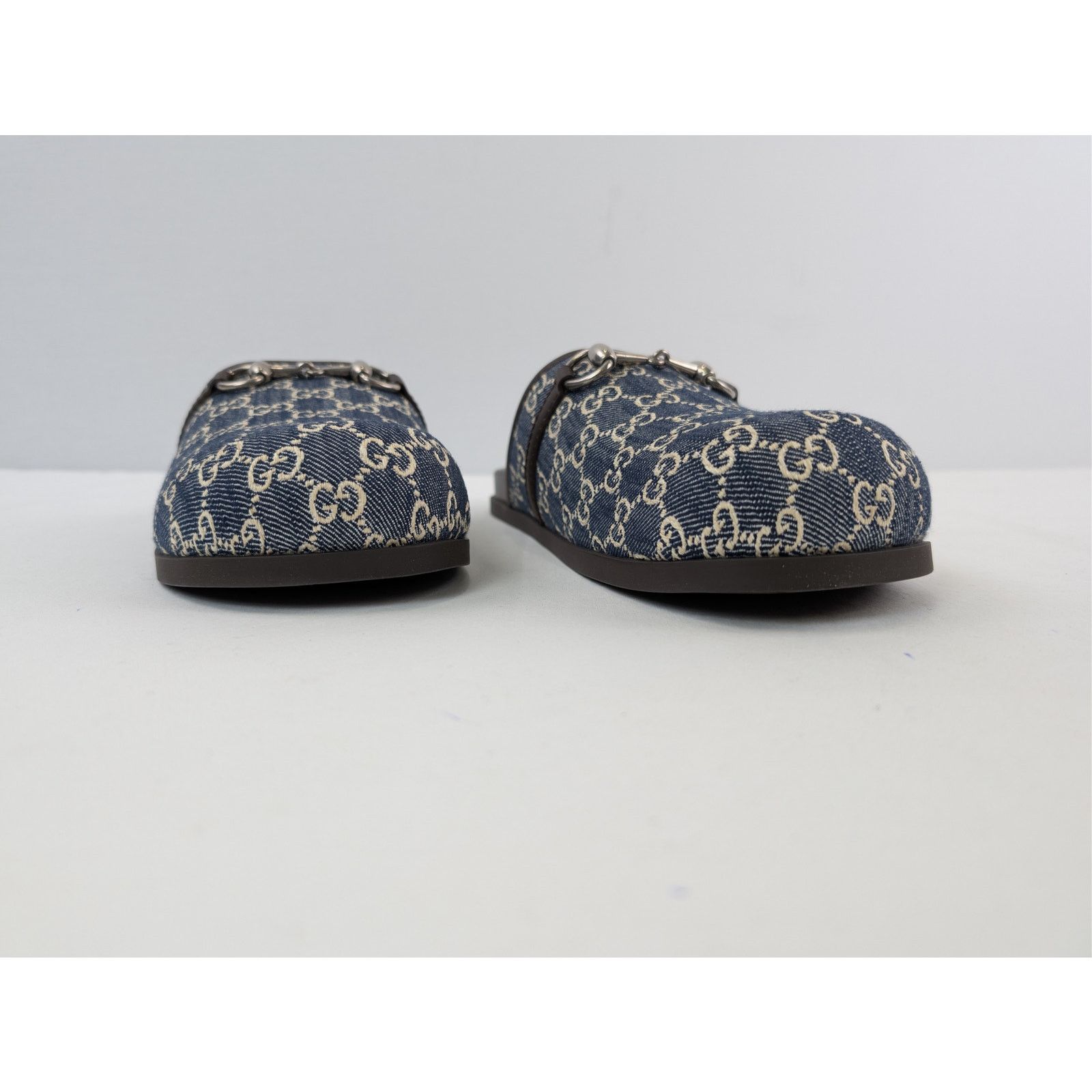 Gucci o1rshd1 Horsebit Mule Slide Sandals in Beige Blue/ Navy Blue Size US 8.5 / EU 41-42 - 5 Thumbnail