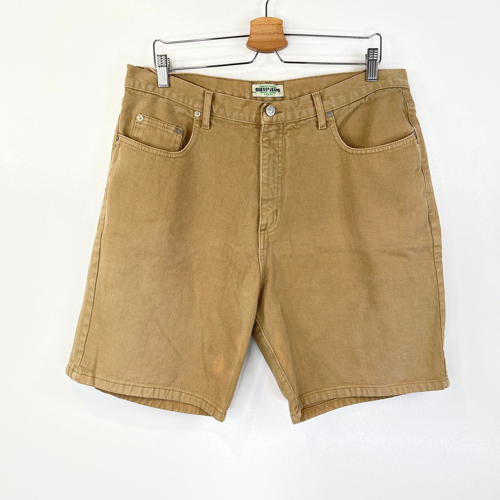 Guess × Vintage Guess Jeans Vintage Khaki Denim Shorts USA Made Size US 33 - 1 Thumbnail
