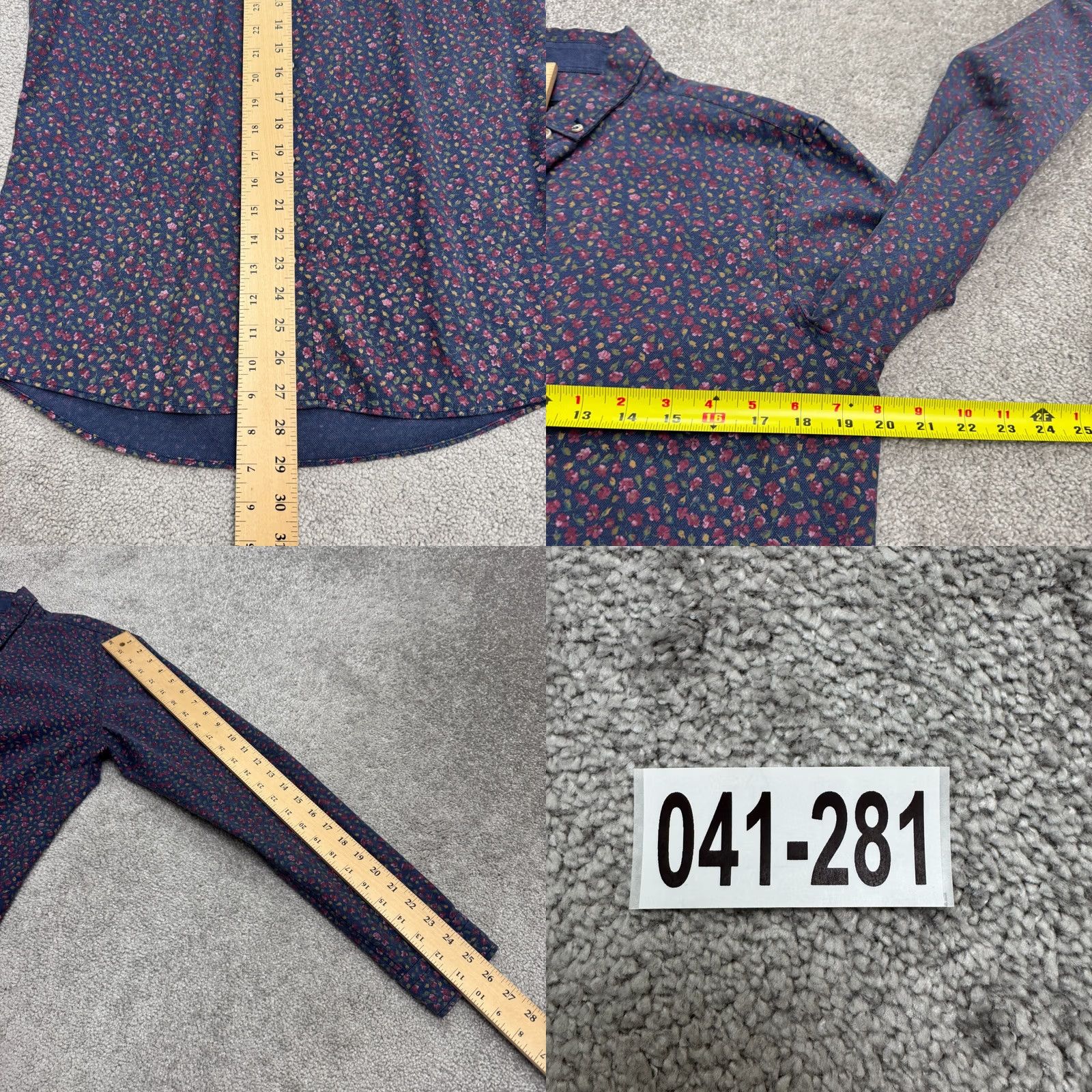 Zara Zara Regular Fit Button-Up Shirt Multicolor Floral Navy Blue Long Sleeve Men M Size US M / EU 48-50 / 2 - 8 Thumbnail