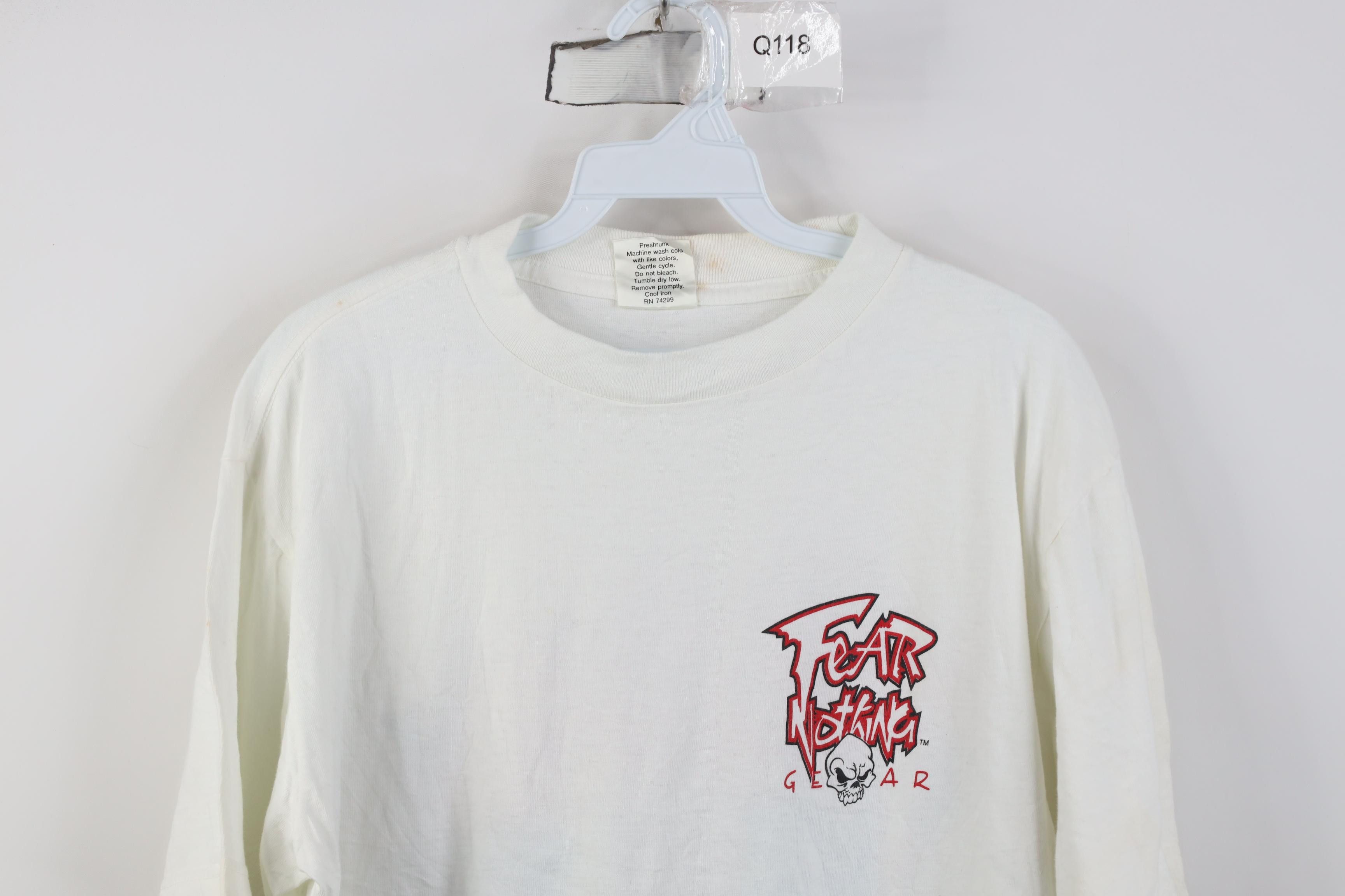 Vintage Vintage 90s Streetwear Gear Skull Skeleton T-Shirt White Size US L / EU 52-54 / 3 - 2 Thumbnail