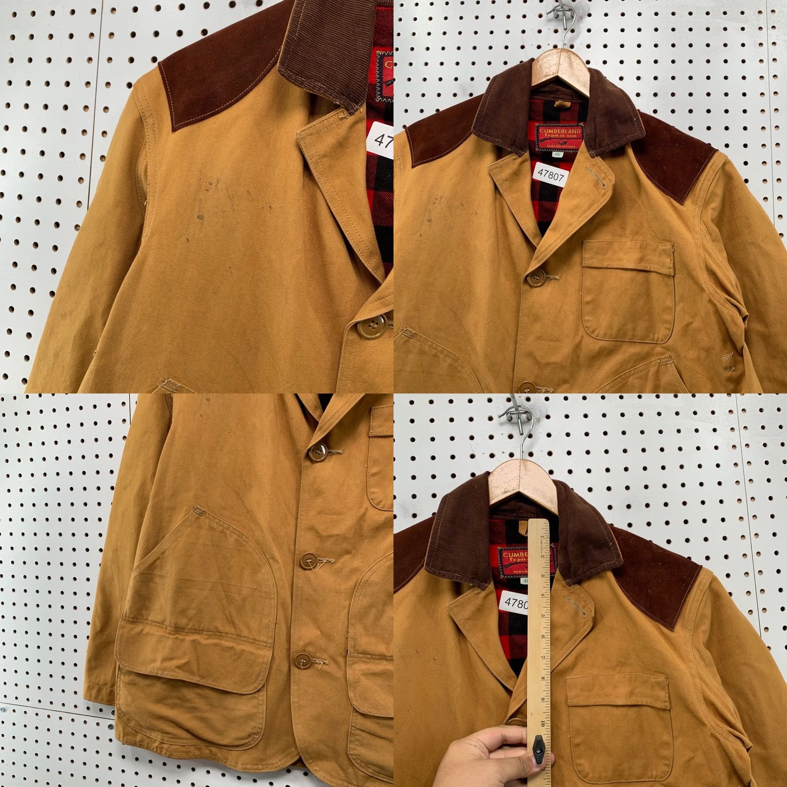 Timberland Cumberland Jacket Mens 40 Brown Canvas Hunting Barn Chore Leather Trim Vintage Jacket Size US XXS / EU 40 - 8 Thumbnail
