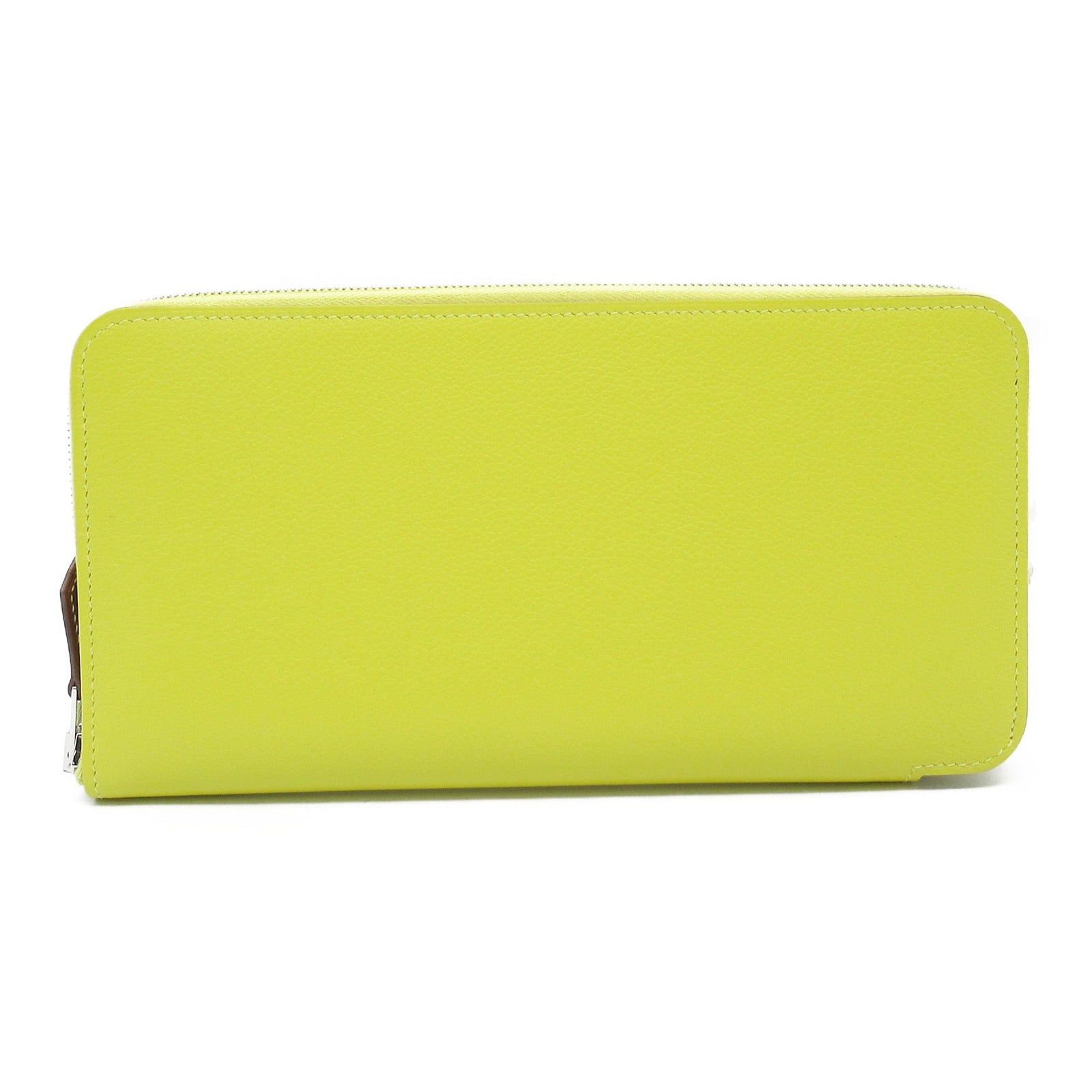 Hermes Hermes Azap Silk In Jaune Naple Round Zipper Long Wallet Leather Vau Évêque Yellow Silver Hardware Double Engraved Size ONE SIZE - 1 Thumbnail