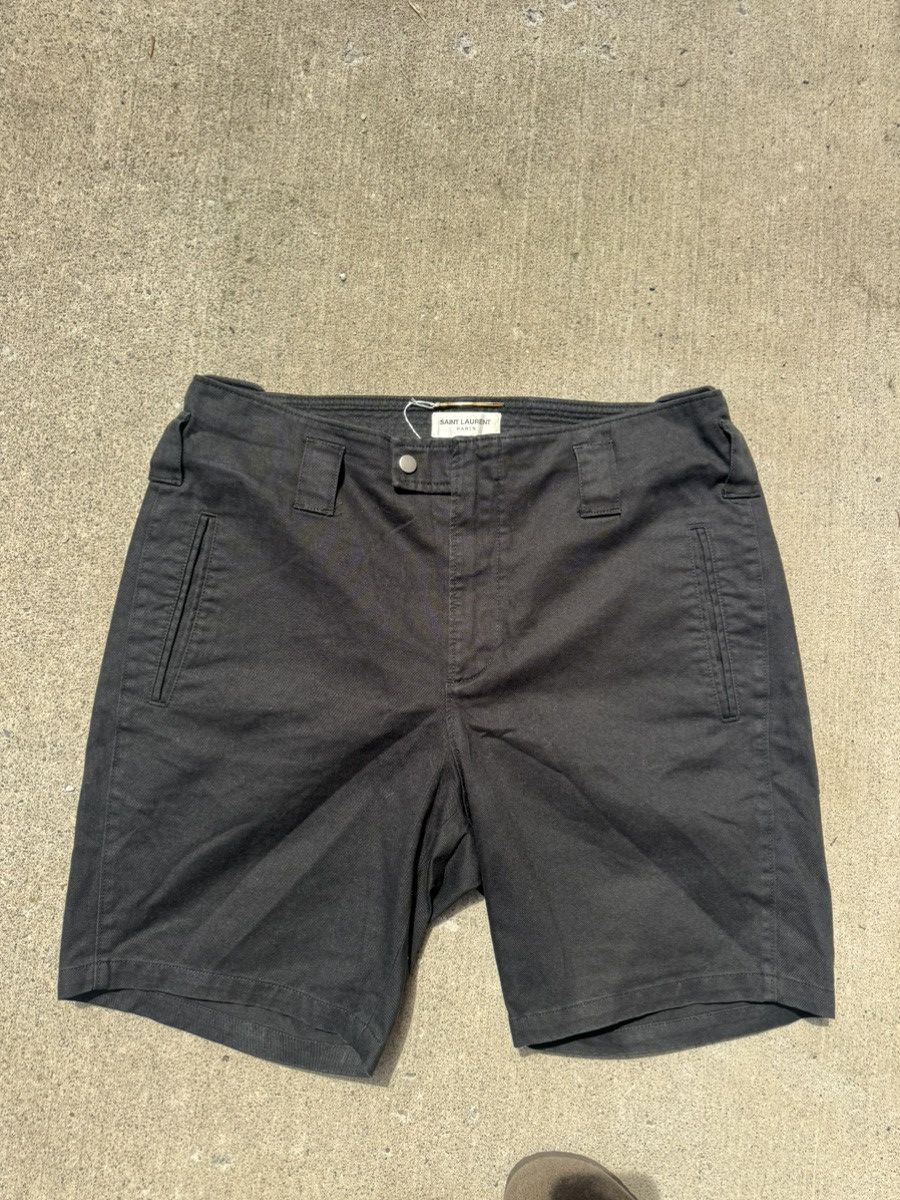 SAINT LAURENT 2018 black ramie back pocket bermuda shorts