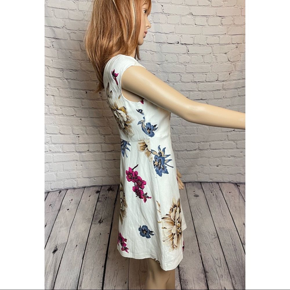 Ann Taylor NWT New $109 Ann Taylor Linen Floral White Dress Size 0P Size XS / US 0-2 / IT 36-38 - 4 Thumbnail