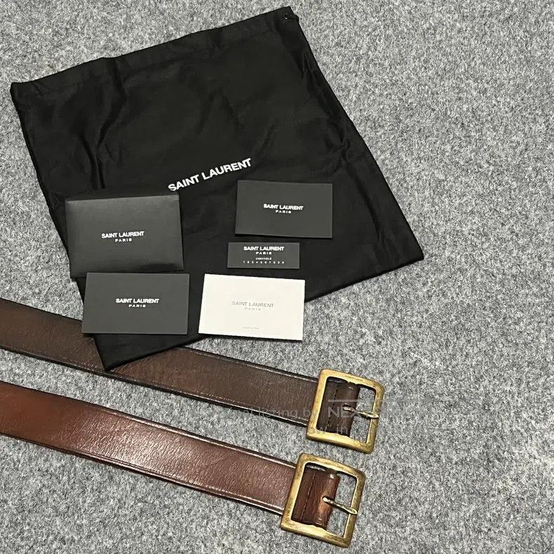 Saint Laurent Paris Saint Laurent Paris Square Buckle Cracked Leather Belt i Size ONE SIZE - 7 Thumbnail