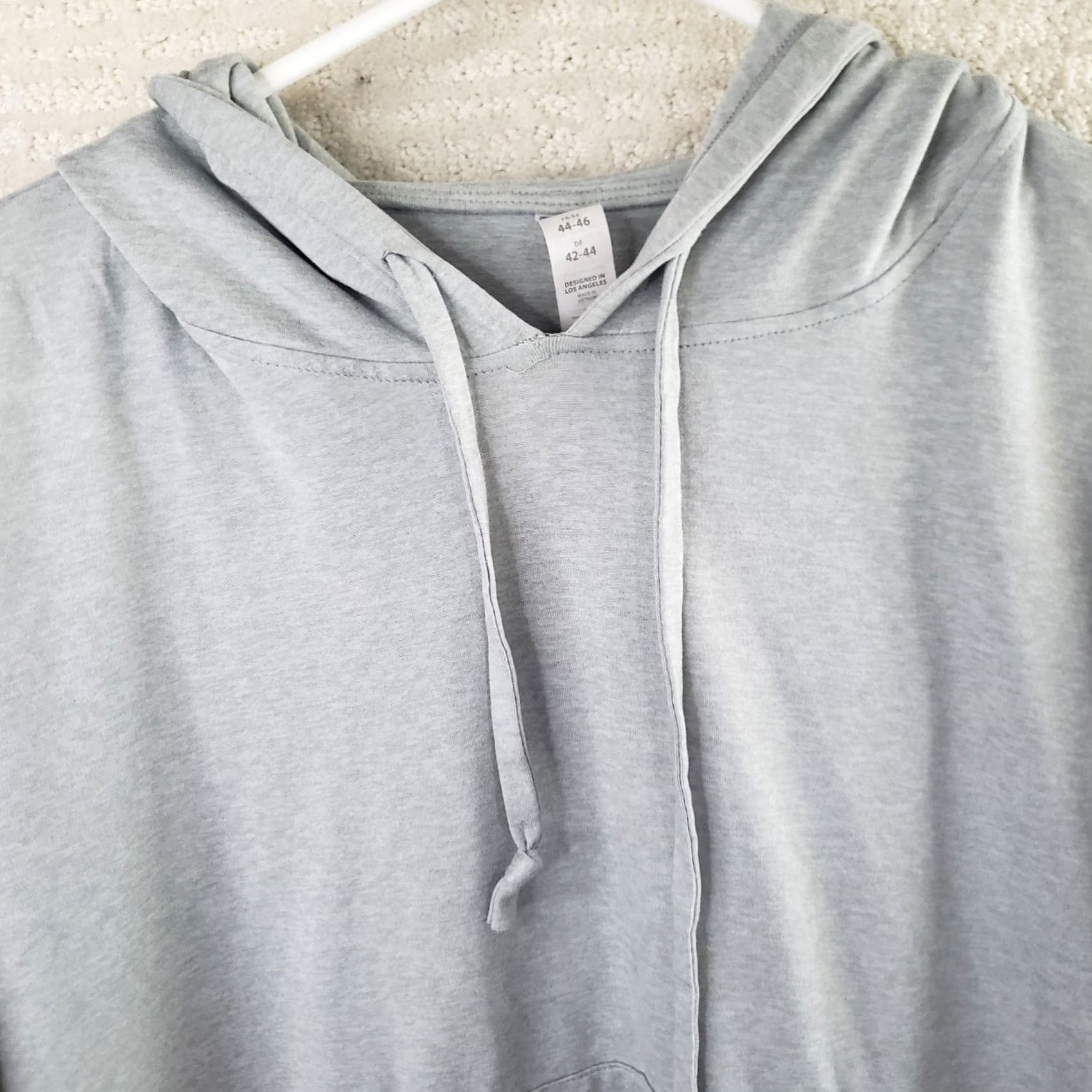 Vintage MARIKA Women's L Gray Lightweight HOODIE Long Sleeve Thumb Hole Kangaroo Pockets Pullover Casual Activewear Womens Size L / US 10 / IT 46 - 3 Thumbnail