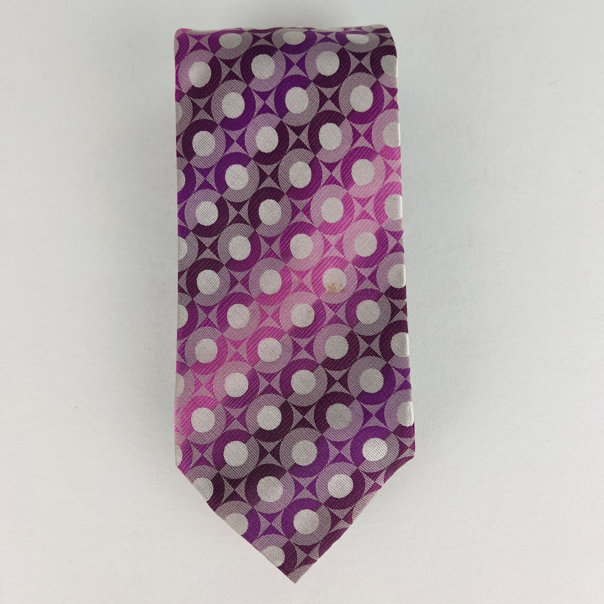 Van Heusen Van Heusen Geometic Circles Purple Shades Necktie Tie Size ONE SIZE - 2 Thumbnail