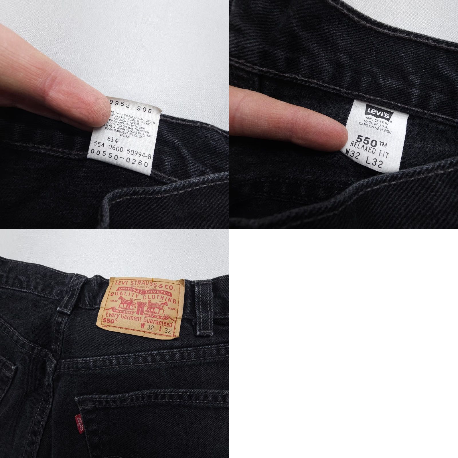 Levi's VINTAGE Levi's 550 Relaxed Tapered Jeans Mens 32 x 32 Black Denim 5-Pocket USA Brand Levi's 500 Series Mod 90s Theme Men’s Size US 32 / EU 48 - 8 Thumbnail