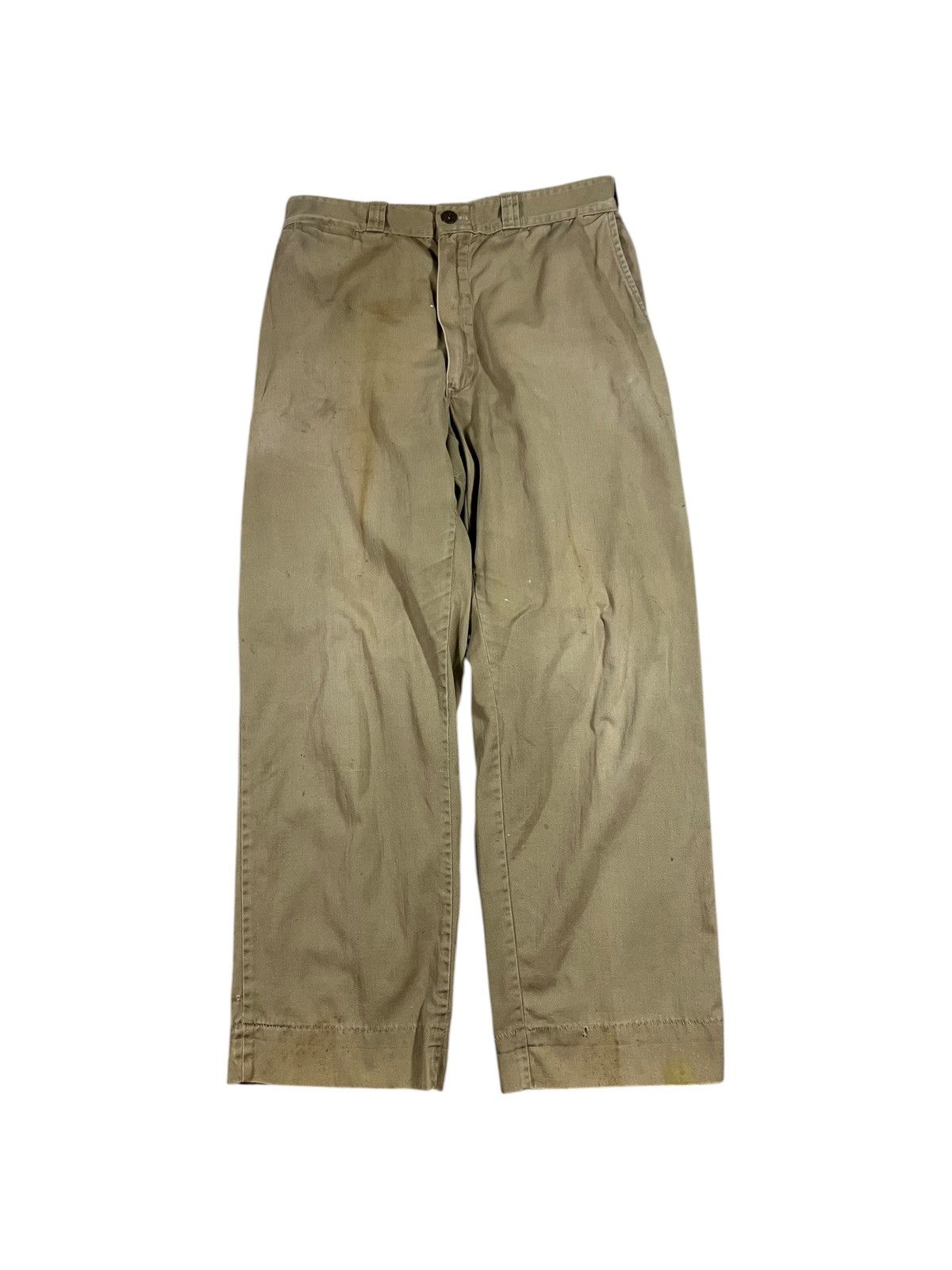 Vintage Vintage 50s Cotton Khaki Pants Faded Distressed 29x28 Size US 29 - 1 Thumbnail
