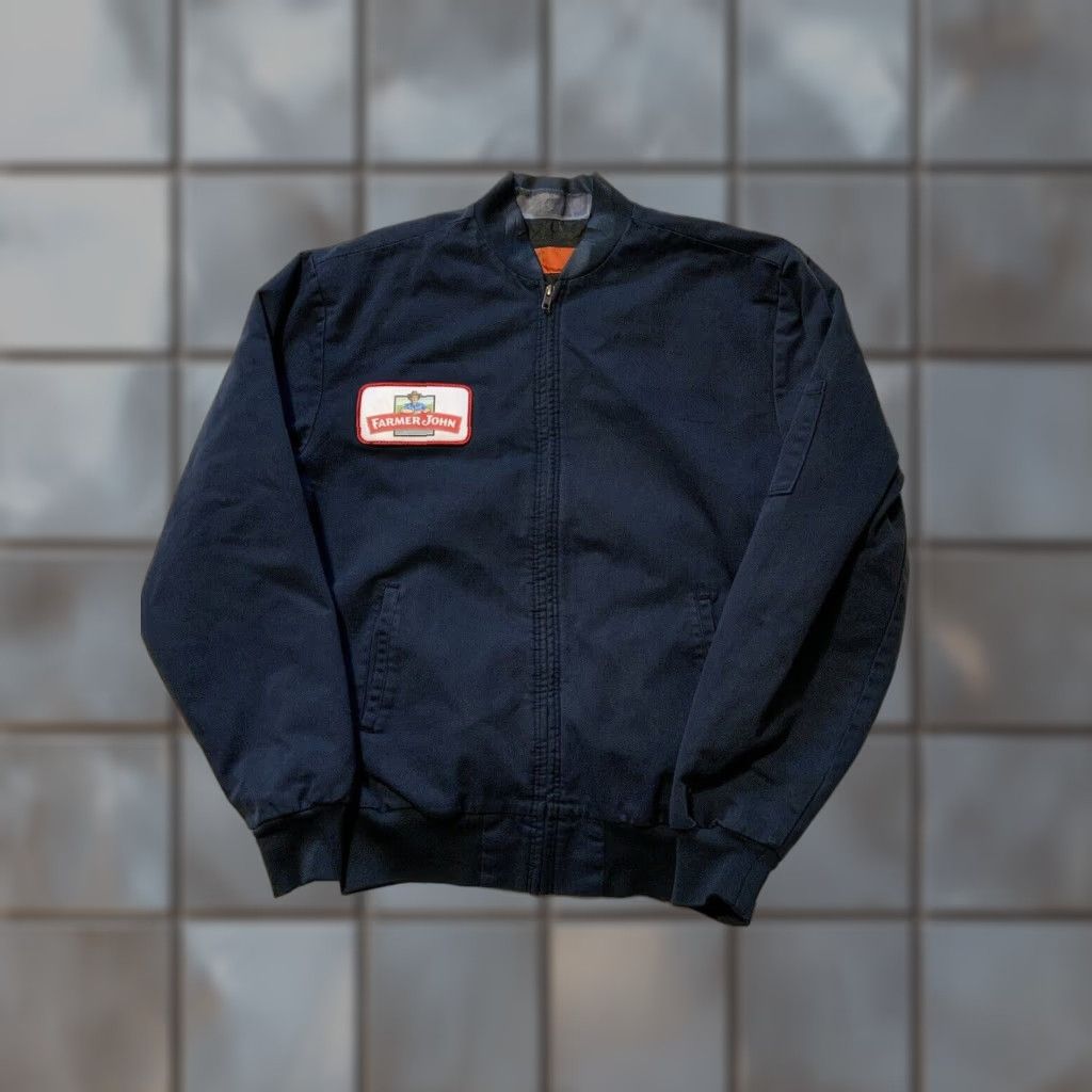 Red Kap VINTAGE Red Kap Farmer John Quilted Lined Navy Blue Employee Work Jacket Sz.S-M Jacket Men Blue Lined Quilted Work Jacket Mens Size US S / EU 44-46 / 1 - 1 Thumbnail