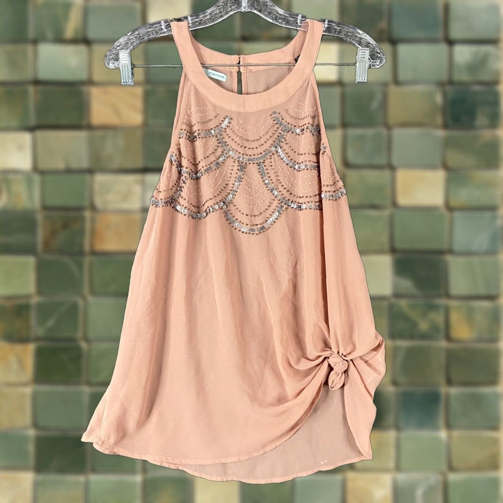 Vintage Maurices Tank Top Blouse Women M Pink Sheer Beaded Studded Tank Top Blouse Women M Pink Size M / US 6-8 / IT 42-44 - 1 Thumbnail