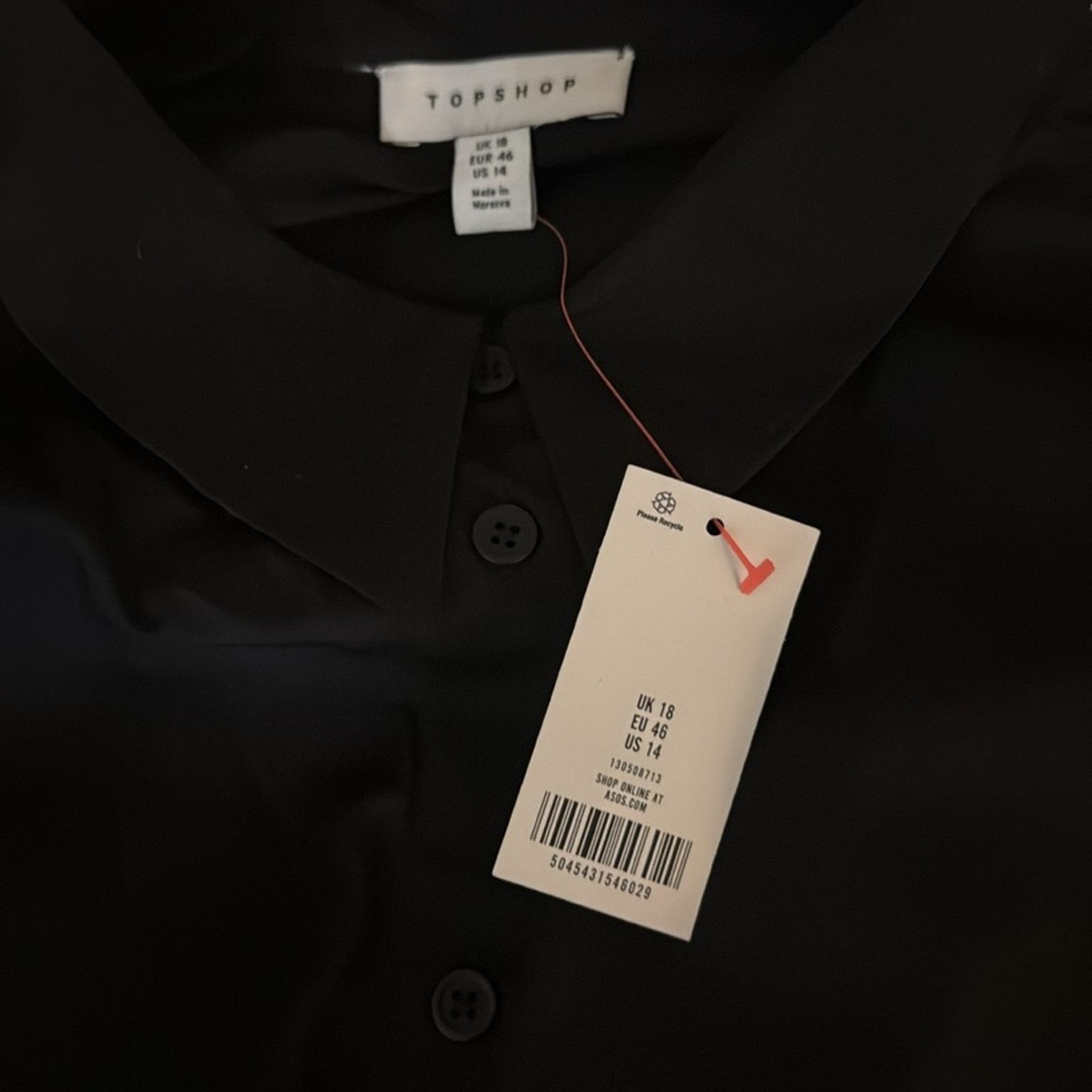 Theory Topshop Oversized Cotton Button Down Poplin Shirt - Black 14 Size XL / US 12-14 / IT 48-50 - 4 Thumbnail