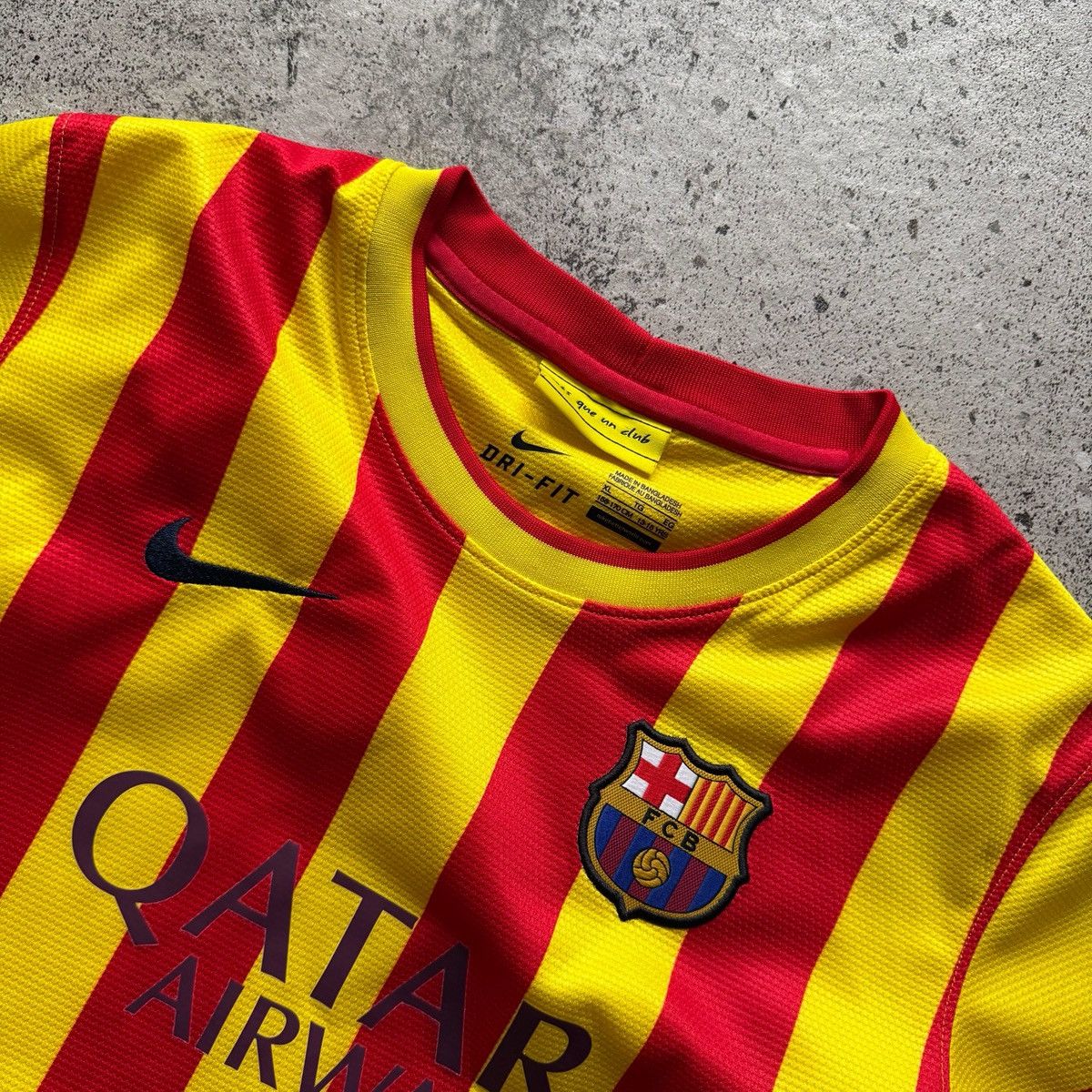 Nike Nike x FC Barcelona Mens Soccer Jersey Yellow Red Striped Size US XS / EU 42 / 0 - 3 Thumbnail