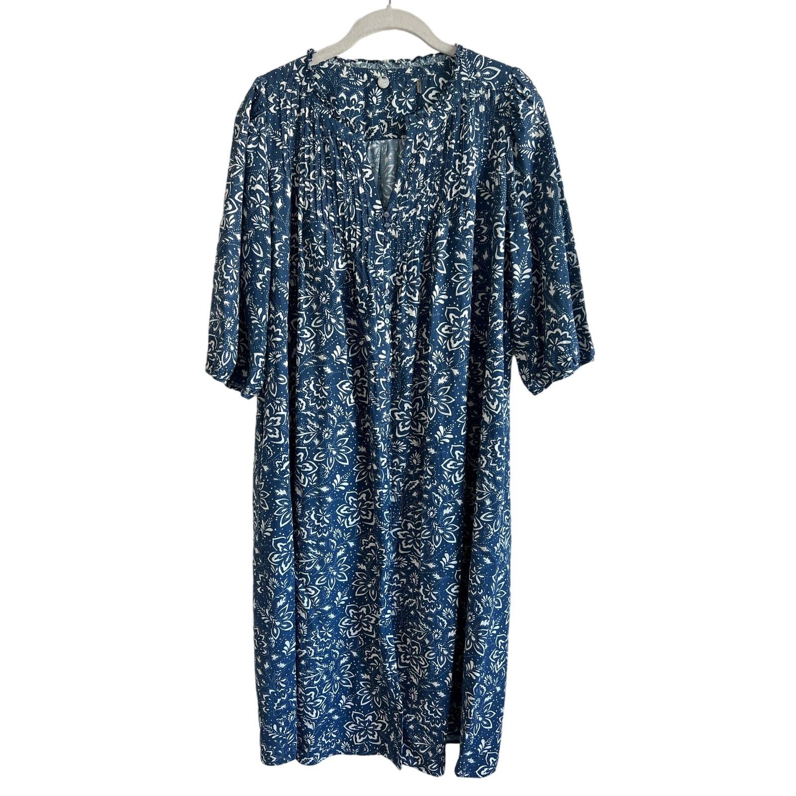 image of Margaret O’Leary Printed Midi Dress Size M in Blue, Women's
