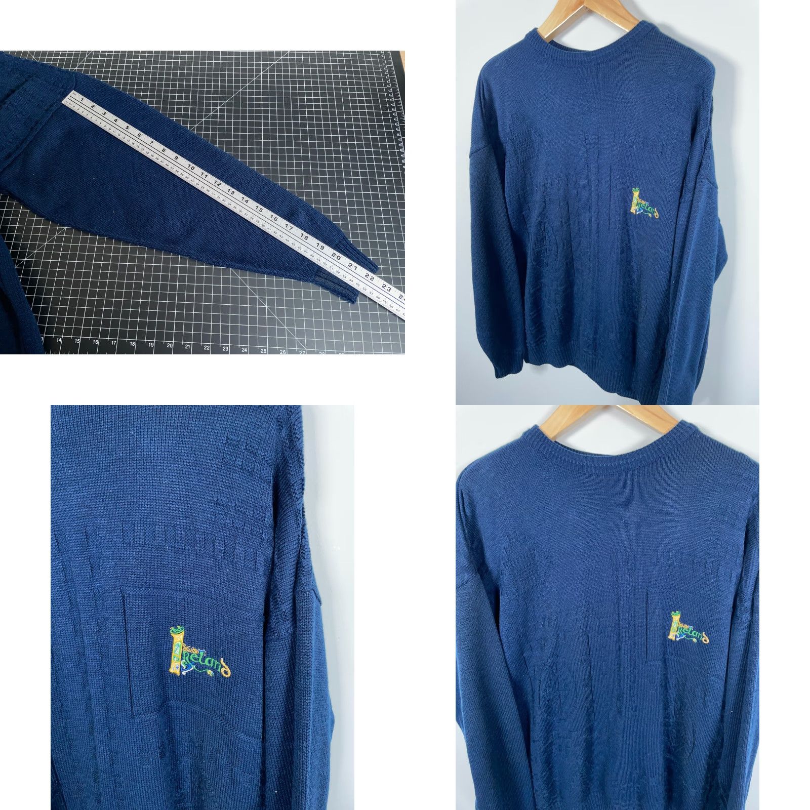 Vintage VINTAGE Ireland Textured Knit Sweater Men's 2XL Blue Crewneck Acrylic Knit Embroidered Size US XXL / EU 58 / 5 - 8 Thumbnail