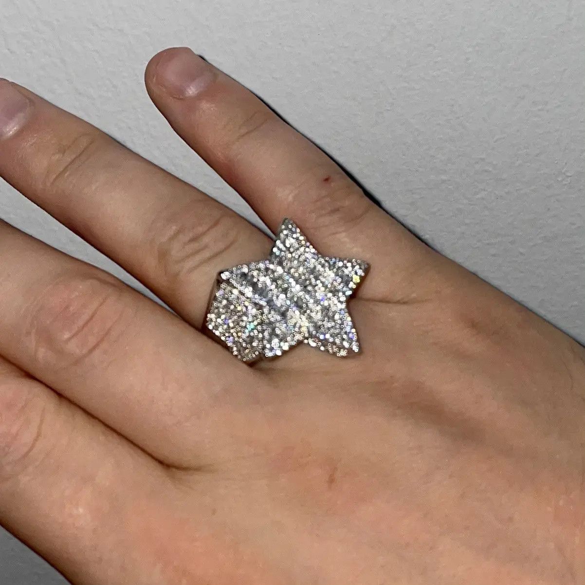 Jewelry Silver color iced out ring Star Size ONE SIZE - 4 Thumbnail