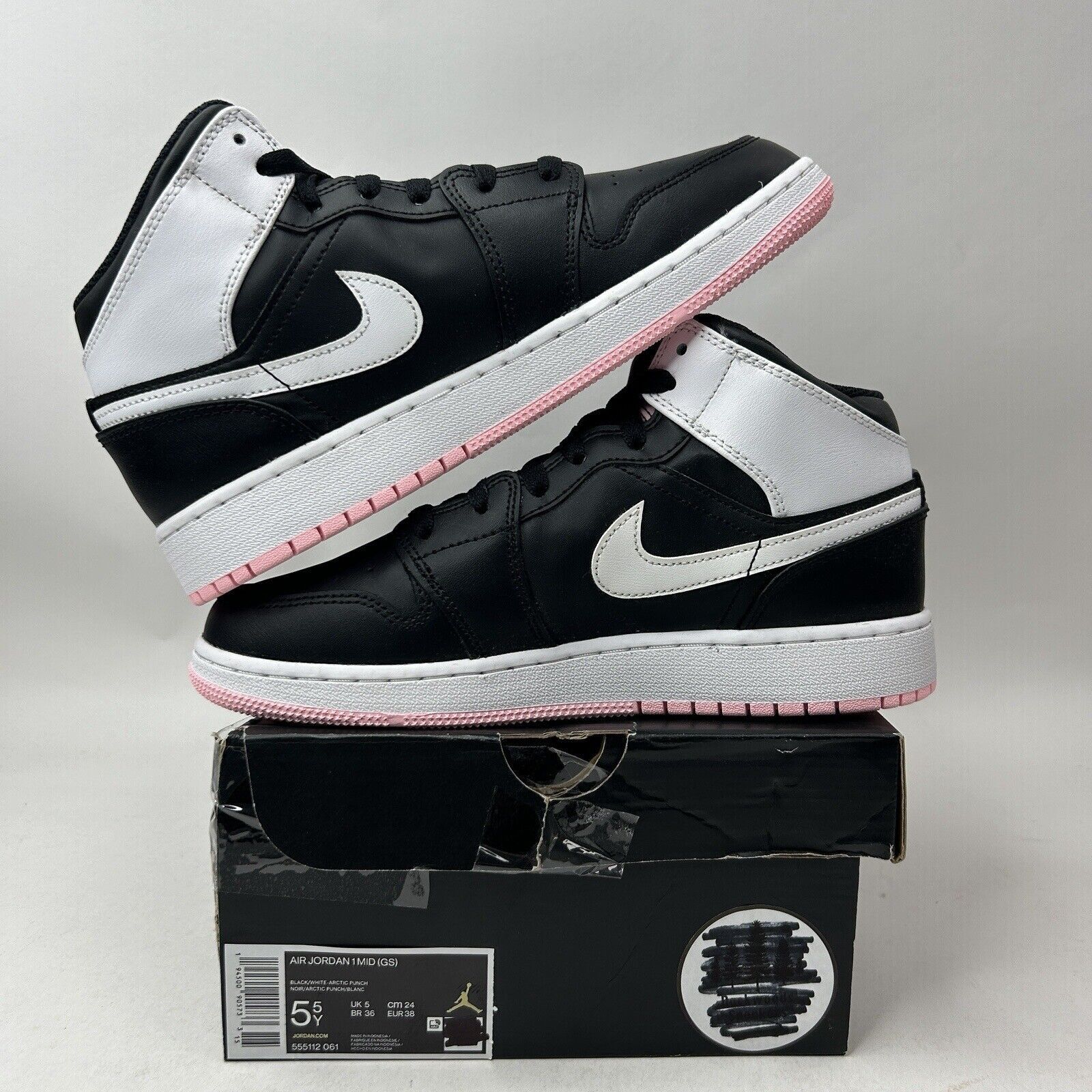 Nike Nike Air Jordan 1 Mid Retro GS “Arctic Punch/Pink” 2023 Size US 7 / IT 37 - 3 Thumbnail