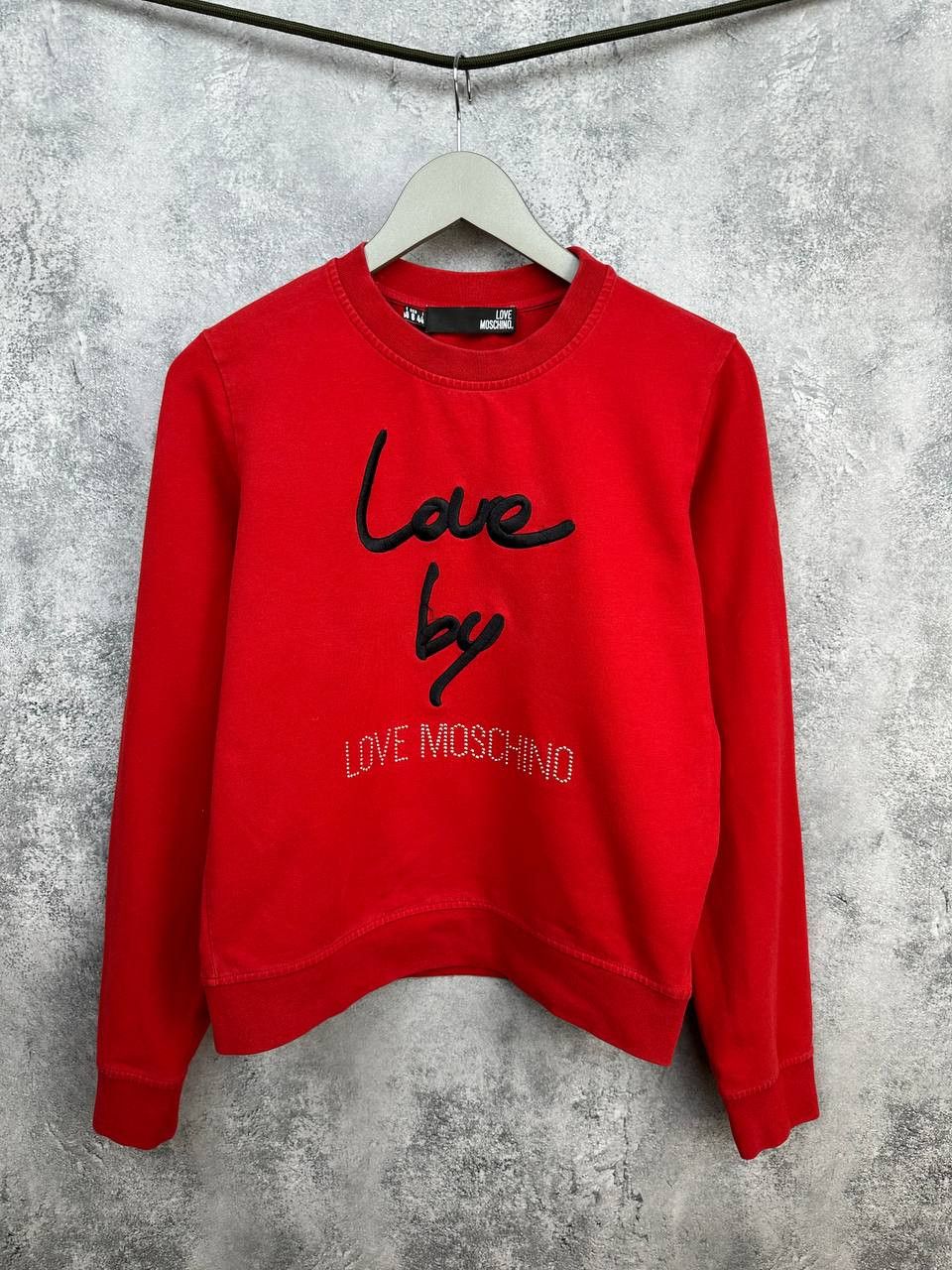 Love Moschino Love Moschino Red Crystal Logo Crew Long Sleeve Sweatshirt Size M / US 6-8 / IT 42-44 - 1 Thumbnail