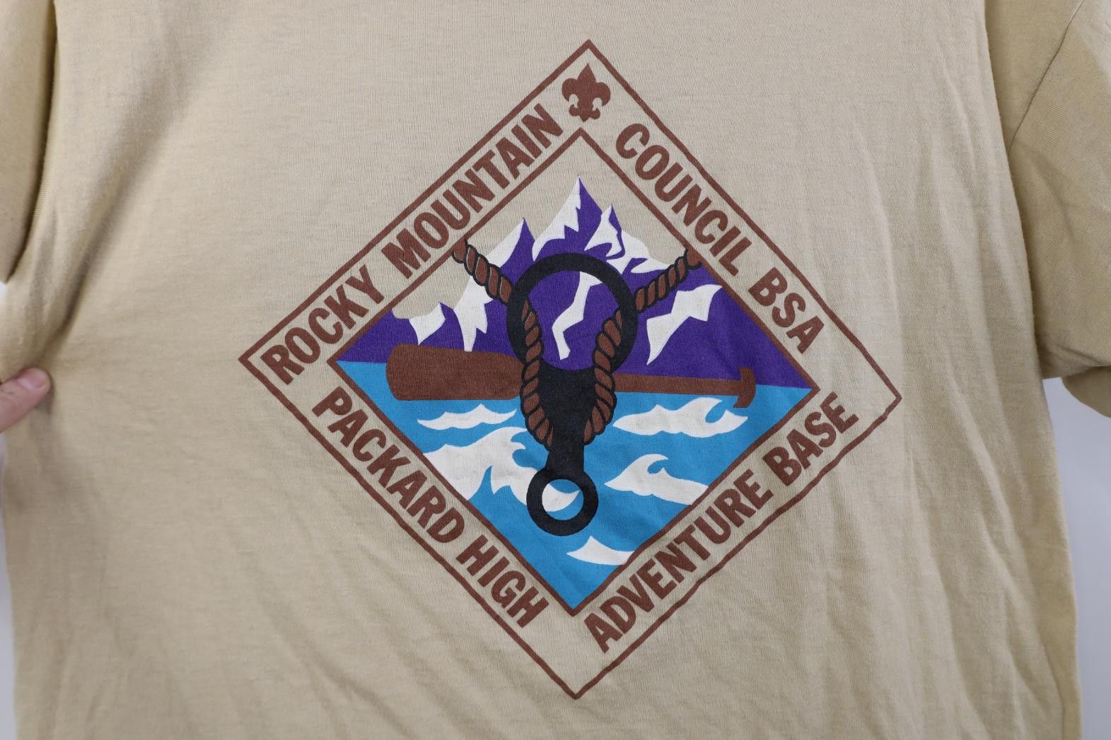 Vintage Vintage 80s Boy Scouts of America Rocky Mountain T-Shirt Size US L / EU 52-54 / 3 - 4 Thumbnail