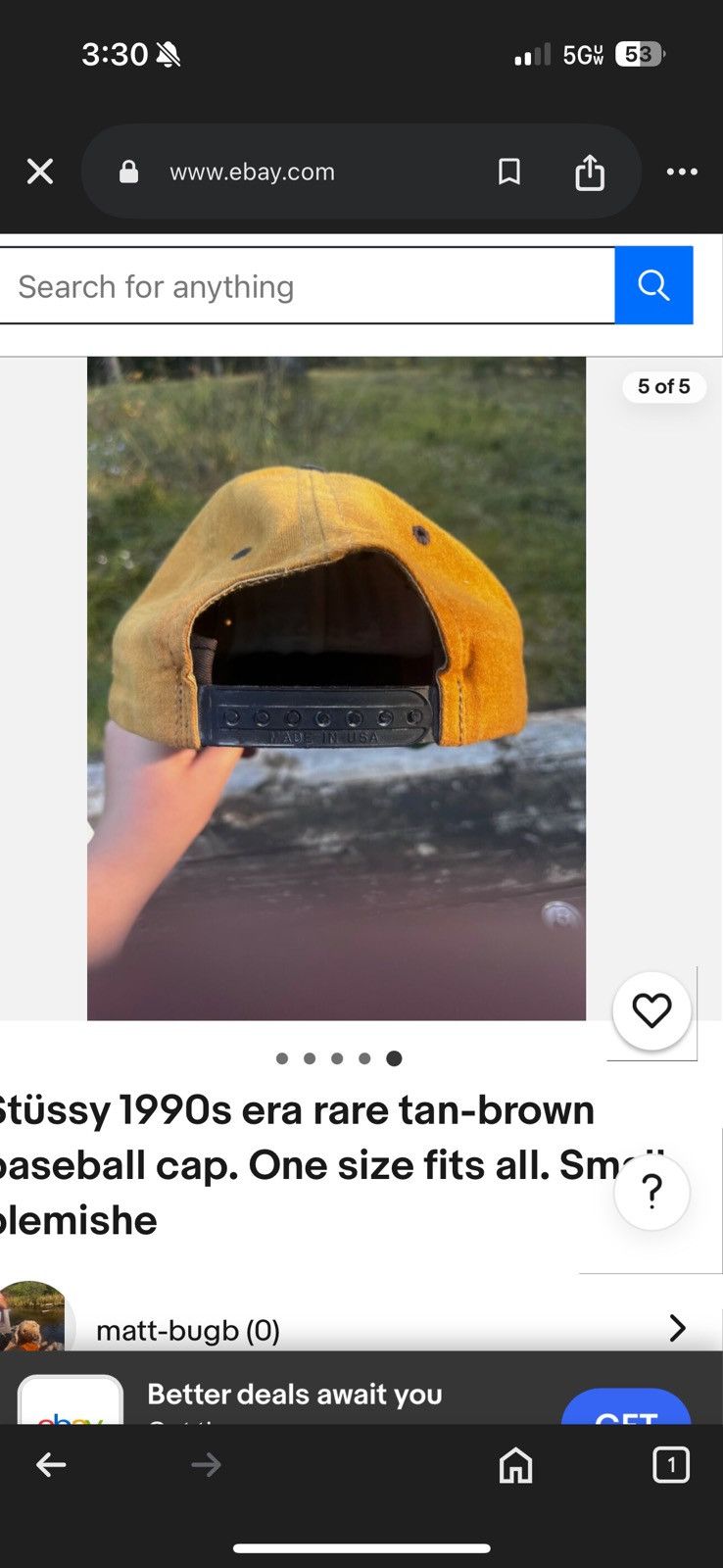 Stussy Brown-tan 2000 era STUSSY hat Size ONE SIZE - 5 Thumbnail