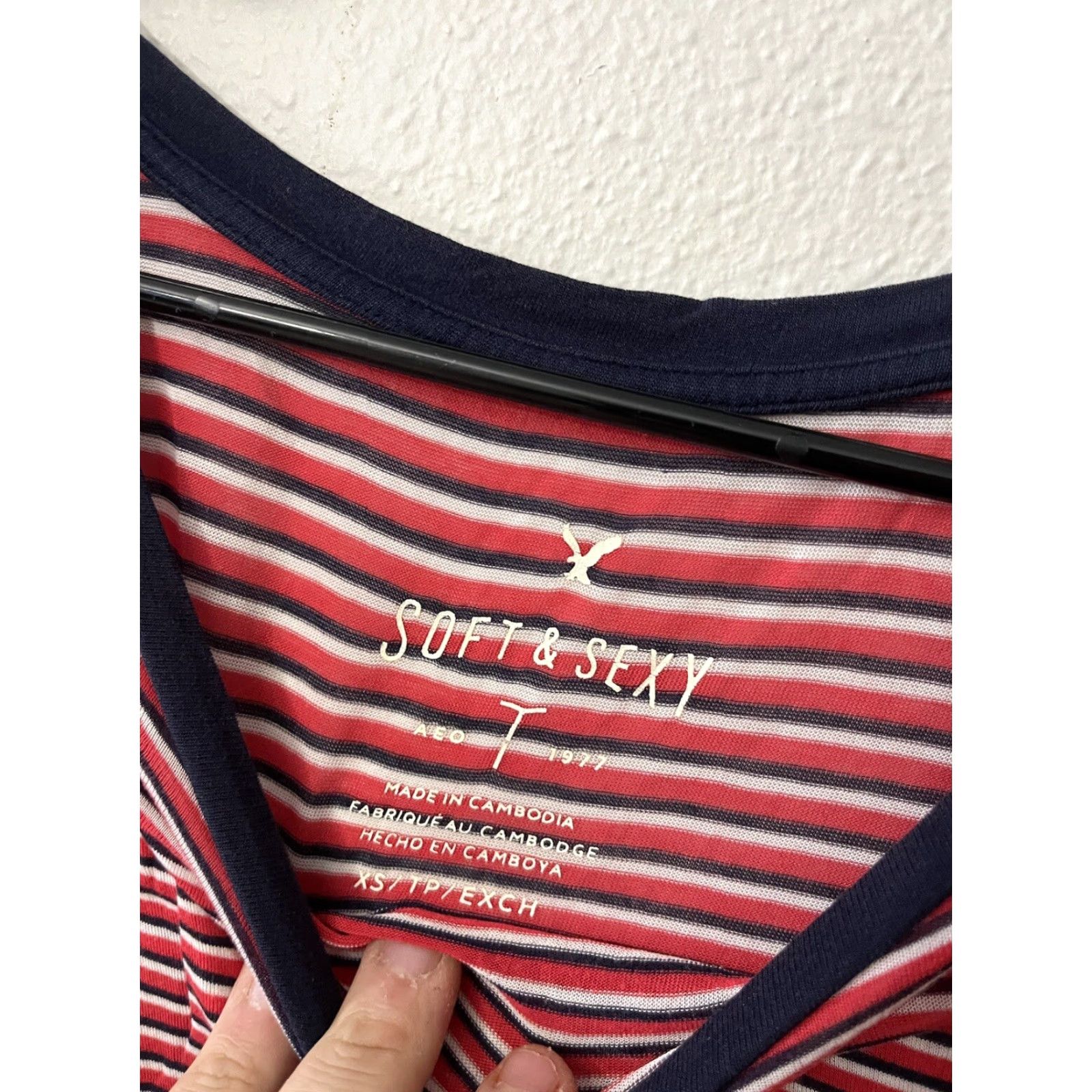 American Eagle Outfitters American Eagle Shirt XS Soft & Sexy Top Red White Blue Patriotic 4th of July Size XS / US 0-2 / IT 36-38 - 3 Thumbnail