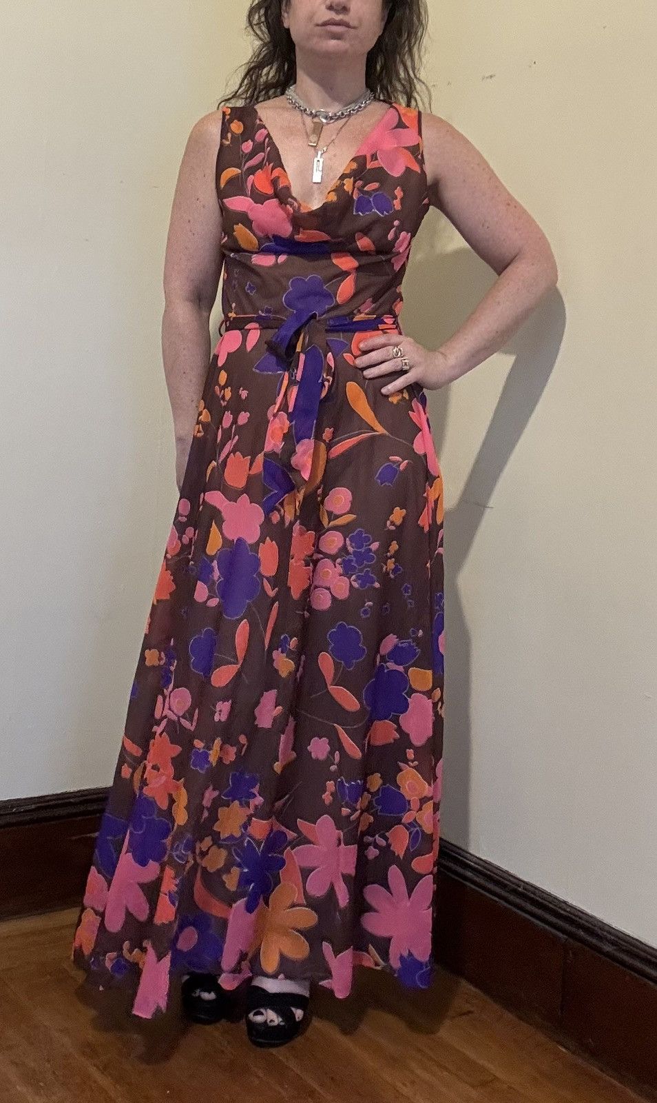 Lilly Pulitzer Vtg 70s Lilly Pulitzer for Neimen Marcus Floral A-Line Maxi Size XXS / US 00 / IT 34 - 1 Thumbnail