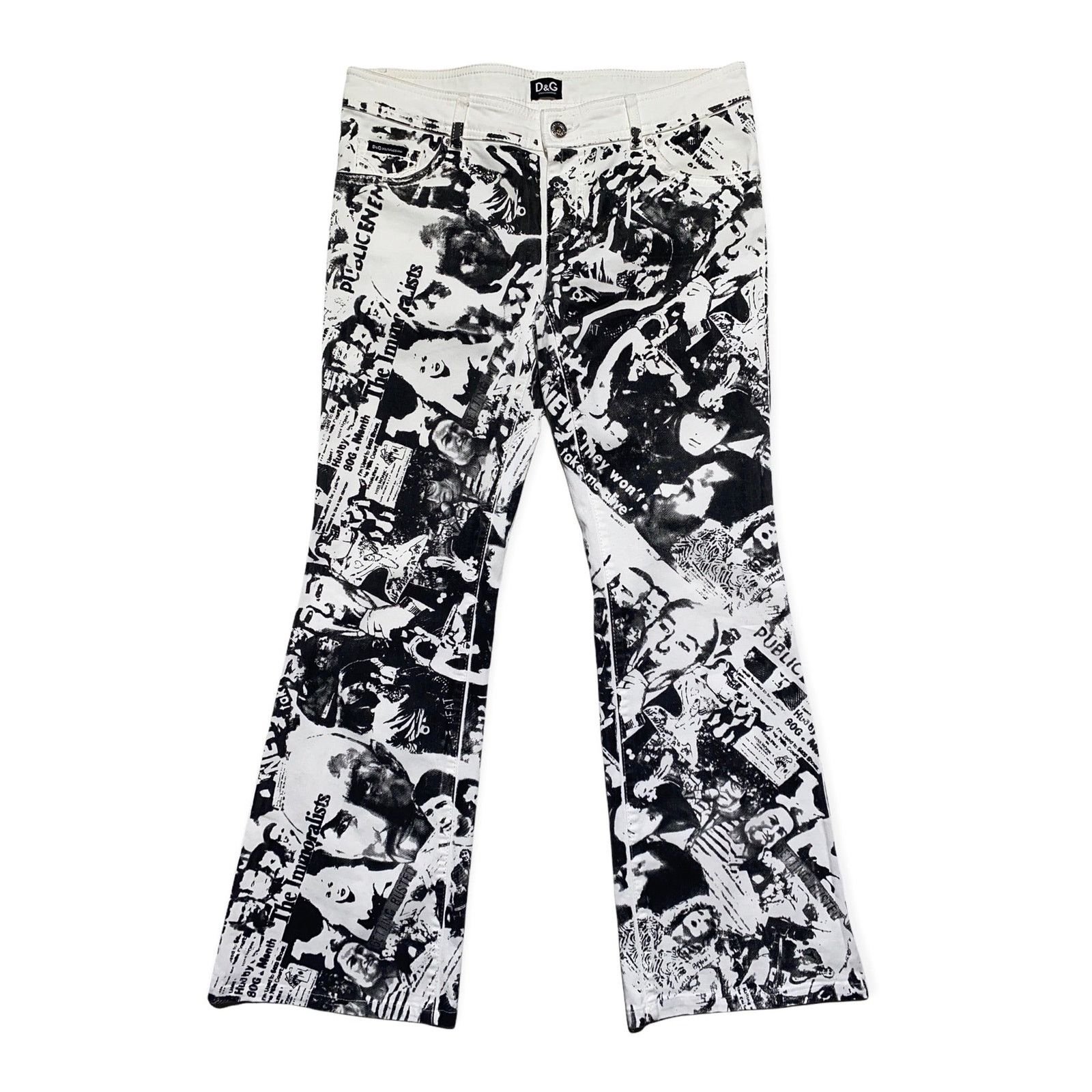 Dolce & Gabbana archive newspaper punk graphic flared denim Size US 30 / EU 46 - 1 Thumbnail