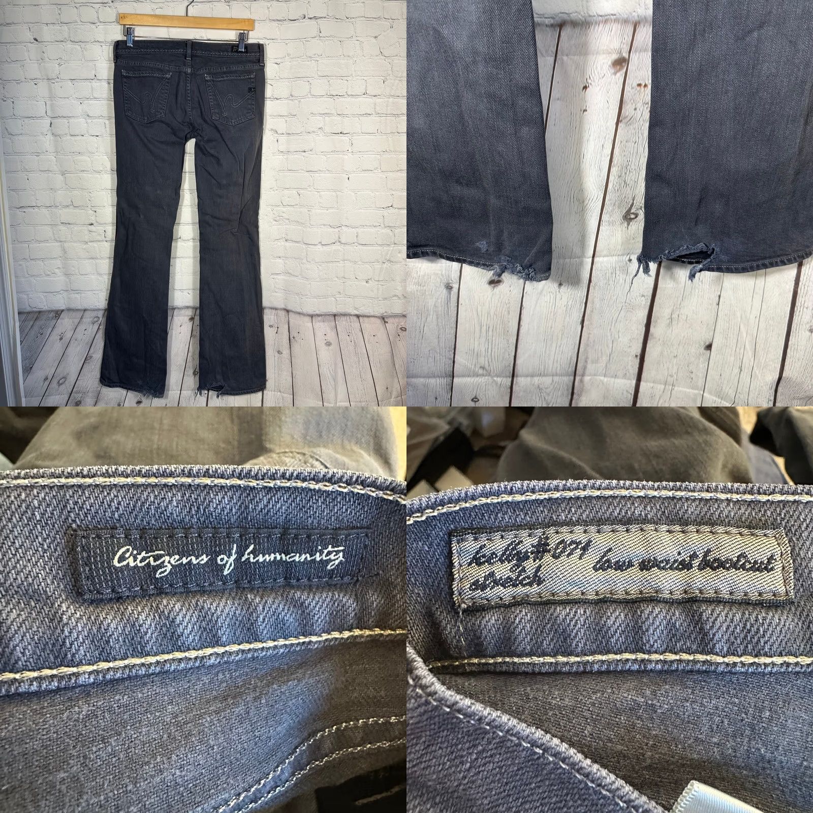 Citizens Of Humanity Citizens of Humanity Womens Bootcut Jeans Faded Black Distressed 5-Pocket Low Rise 29 Bk Denim 35 Inseam Distressed Womens Jeans Size 29" - 8 Thumbnail