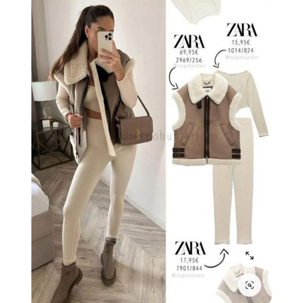 Zara NWT New ZARA Ivory Seamless Ribbed Leggings Size XS/S Size 25" / US 0 / IT 36 - 2 Thumbnail