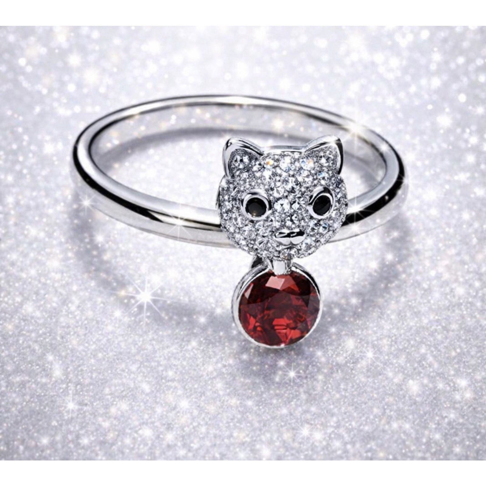 & Other Stories Silvertone Swarovski Cat Ring for Ladies Size Size ONE SIZE - 4 Thumbnail