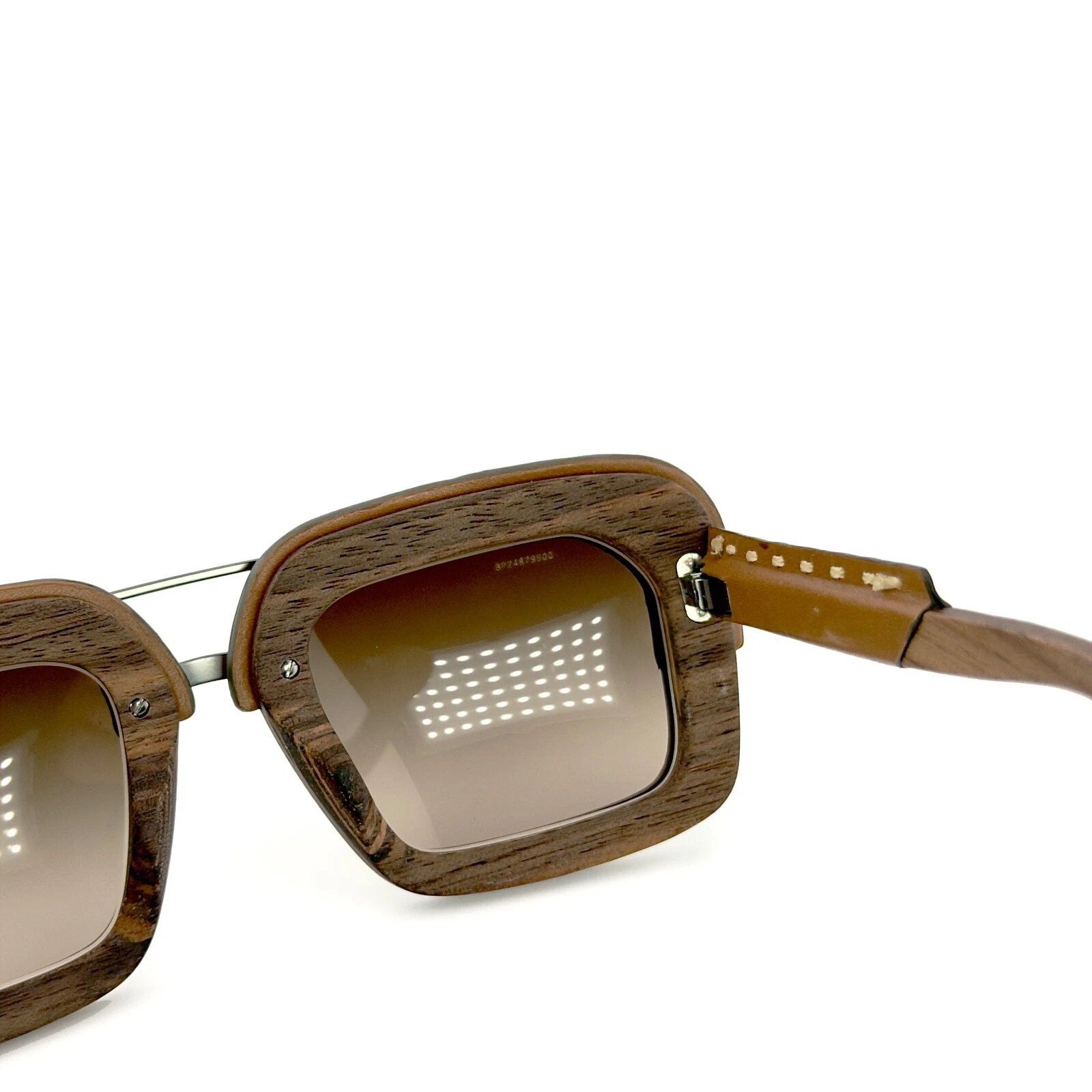 Prada PRADA 26R RAW Nut Light Brown Leather Sunglasses PR26RS 26RS Size ONE SIZE - 8 Thumbnail