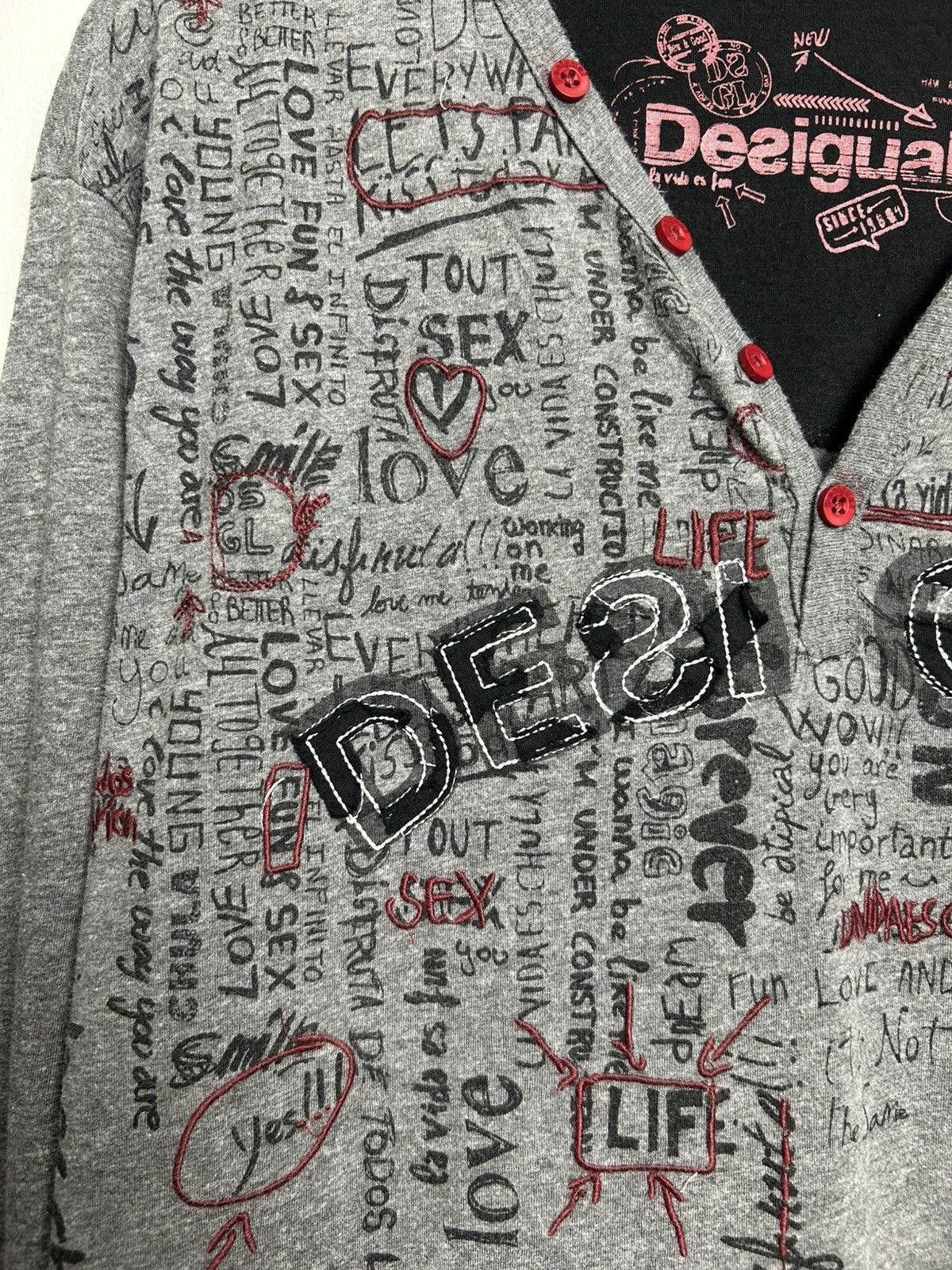 Japanese Brand Y2k Desigual Poem longsleeve Size US XL / EU 56 / 4 - 4 Thumbnail