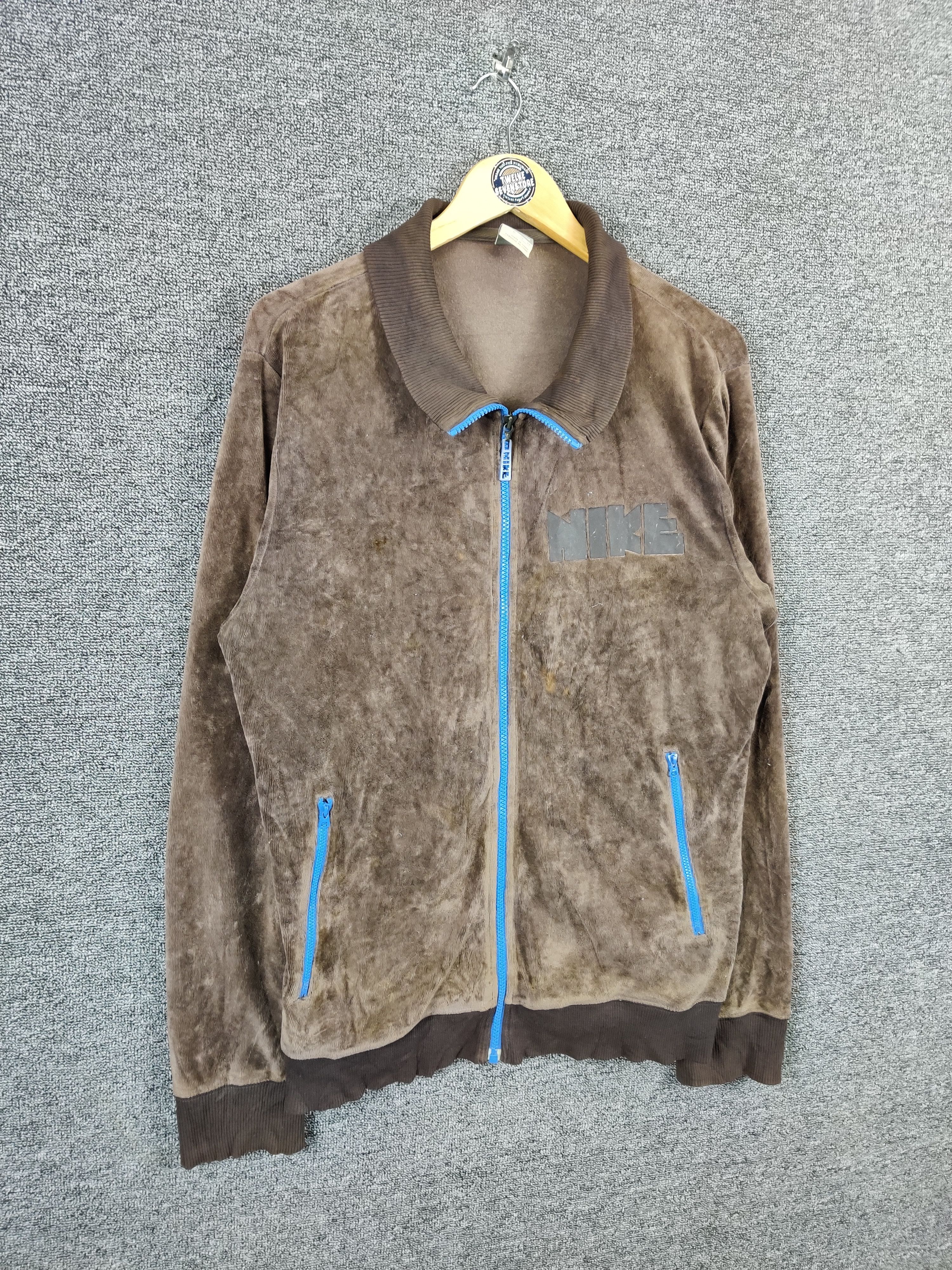 Nike Nice 🤎 Vintage Nike Velvet Zipper Sweater Jacket Size US XL / EU 56 / 4 - 5 Thumbnail