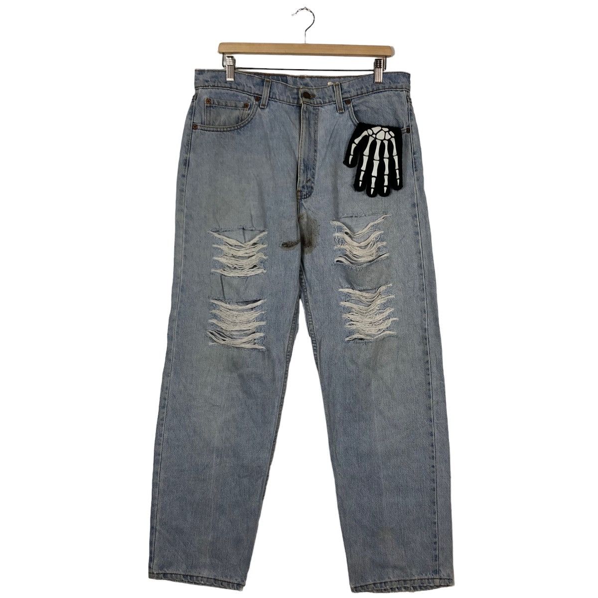 Levi's 🔥90’s Distressed Denim Jeans Levi’s Lot 555 Relaxed Fit Size US 36 / EU 52 - 2 Thumbnail