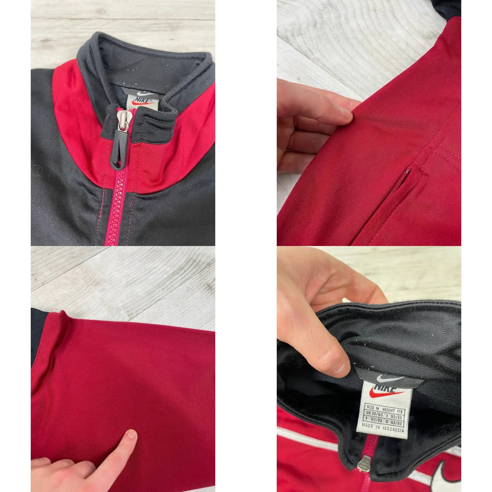 Nike VINTAGE Nike Tracksuit Jacket Nike Tracksuit Pants 90s Mens M Black Red Nike Swoosh 2 Piece Set Vintage 90s Theme Mens Size M Black Red Tracksuit Size 40R - 8 Thumbnail