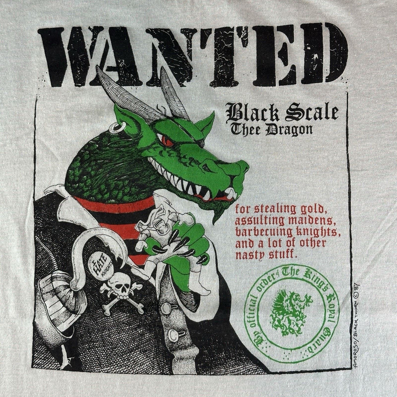 1984 Black Thorn Amoroso Dragon Knight Fantasy Shirt Size L