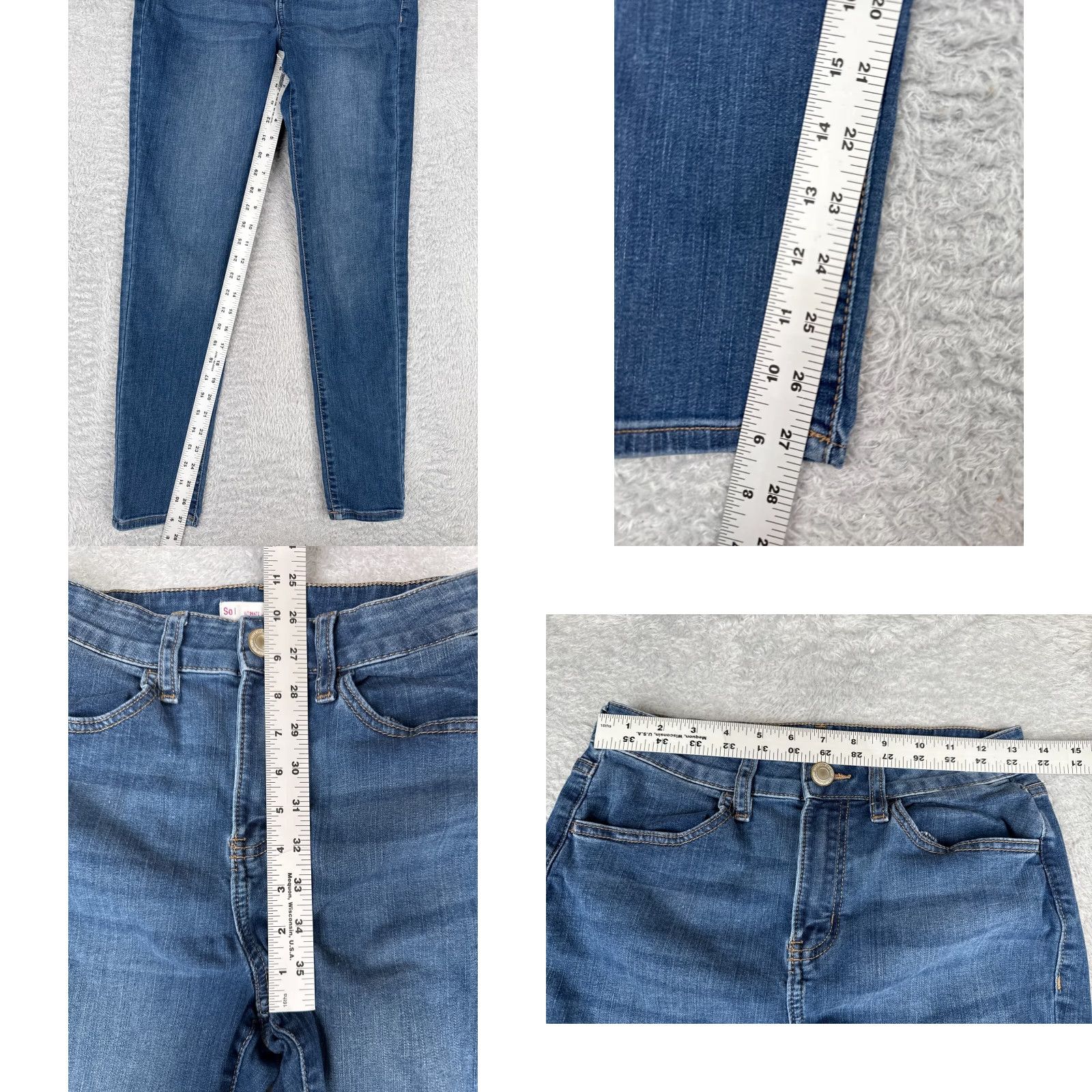 Vintage SO Jeans Juniors 9 Blue Denim High Rise Ultimate Jegging Skinny Taper 27x28 Jeans Womens Slim Fit Blue Cotton Blend Denim SO Size 30" / US 8 / IT 44 - 8 Thumbnail