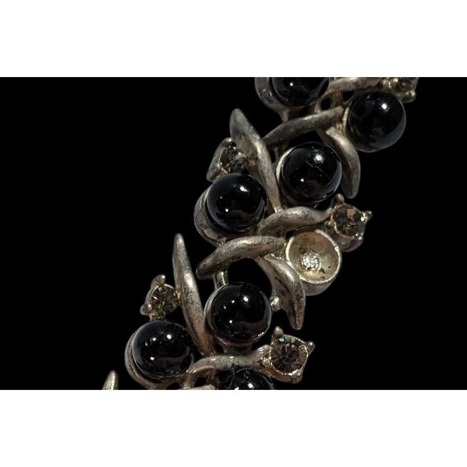 Other Vintage Black Gem And Rhinestone Studded Silver Tone Necklac Size ONE SIZE - 6 Thumbnail