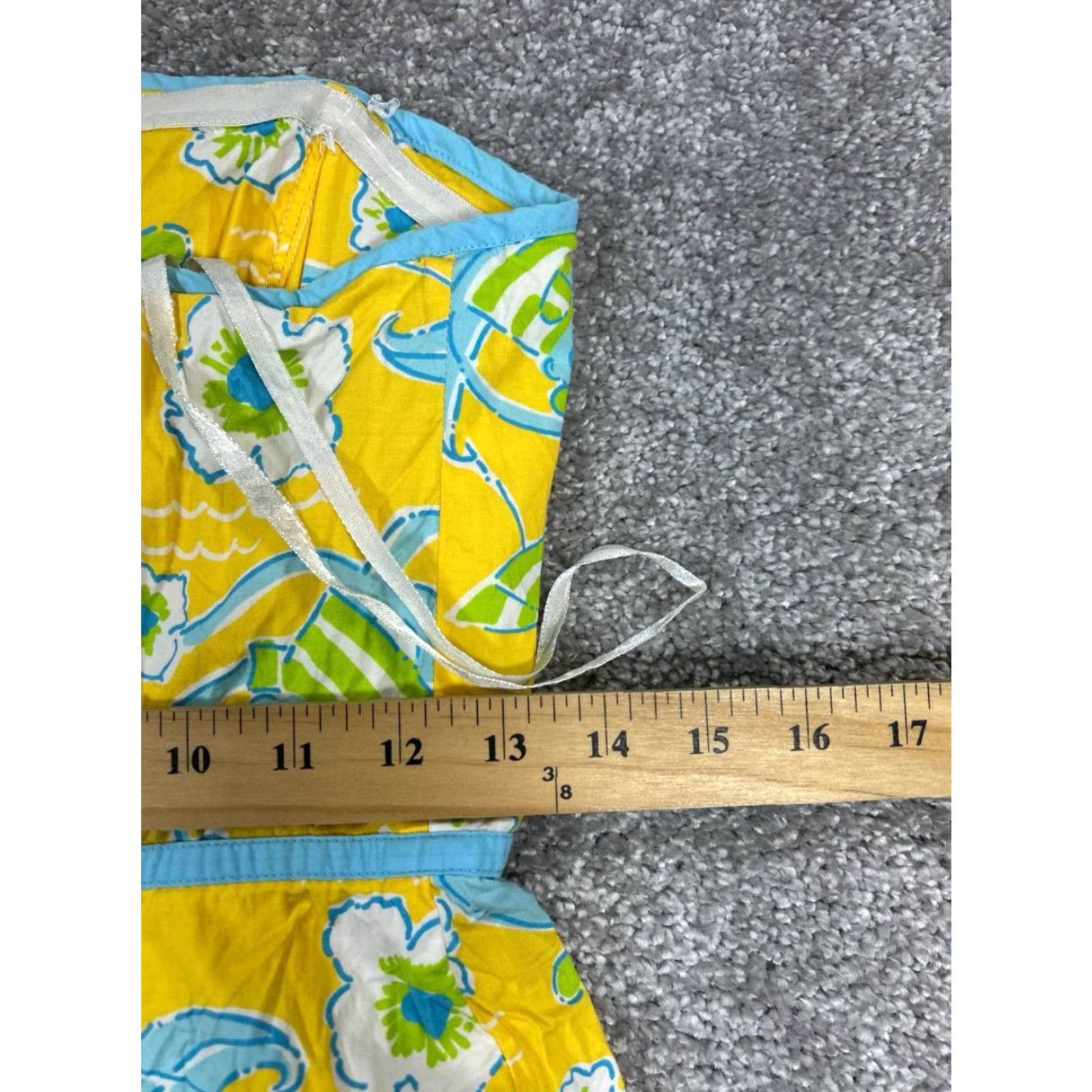 Lilly Pulitzer Lilly Pulitzer Dress Womens 4 Yellow Blue Cotton Floral Blouson Size S / US 4 / IT 40 - 7 Thumbnail