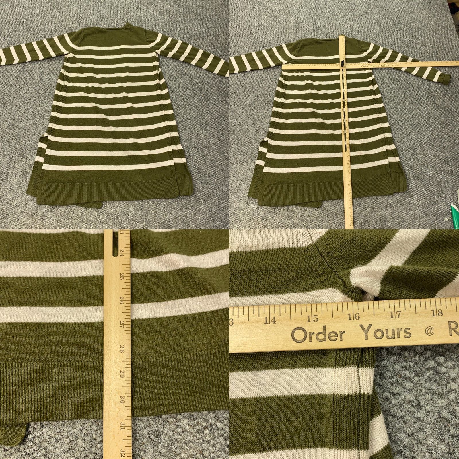 Talbots Talbots Linen Cardigan Sweater Womens Petite Small Green Striped Open Front Size S / US 4 / IT 40 - 8 Thumbnail